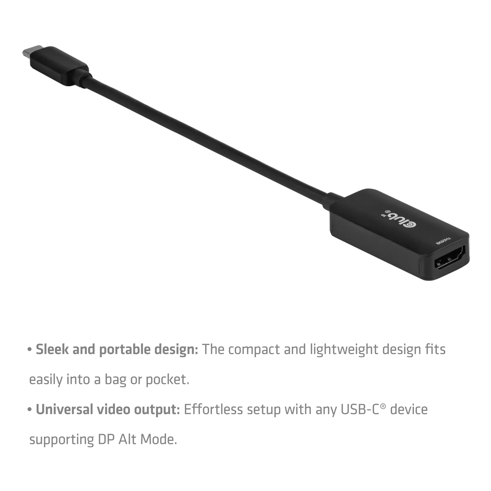 CLUB3D CAC-2505 câble vidéo et adaptateur 0,12 m USB Type-C HDMI + USB Noir