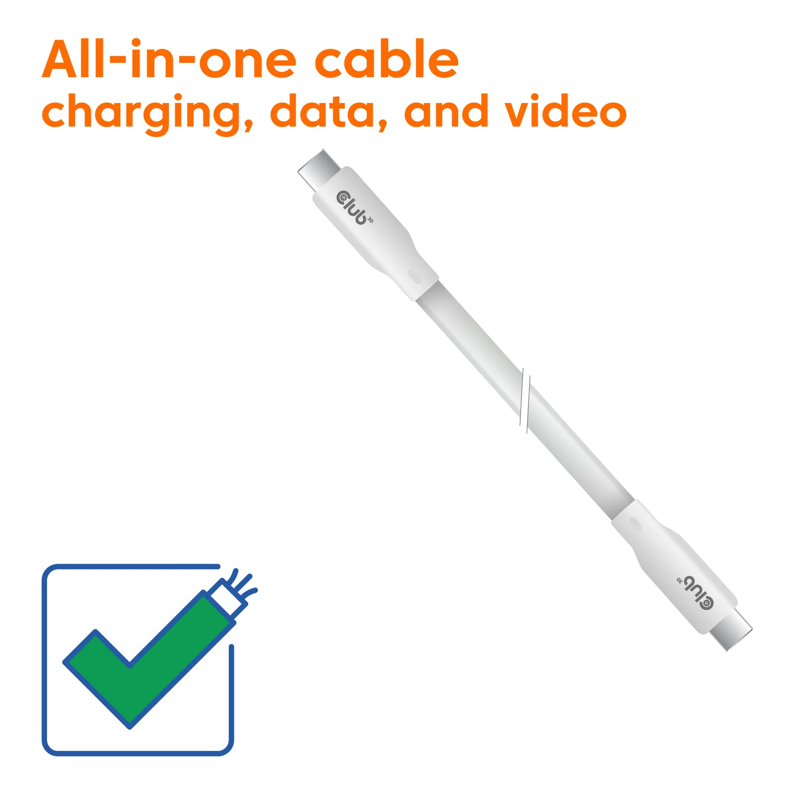 CLUB3D CAC-3001 câble USB USB4 Gen 2x2 2 m USB C 20 Gbit/s 240 W Blanc