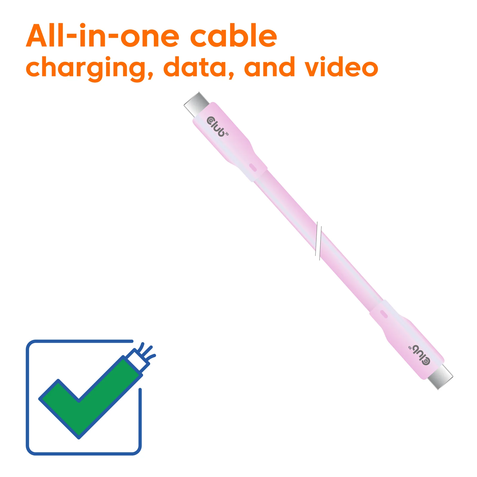 CLUB3D CAC-3002 câble USB USB4 Gen 2x2 2 m USB C 20 Gbit/s 240 W Rose