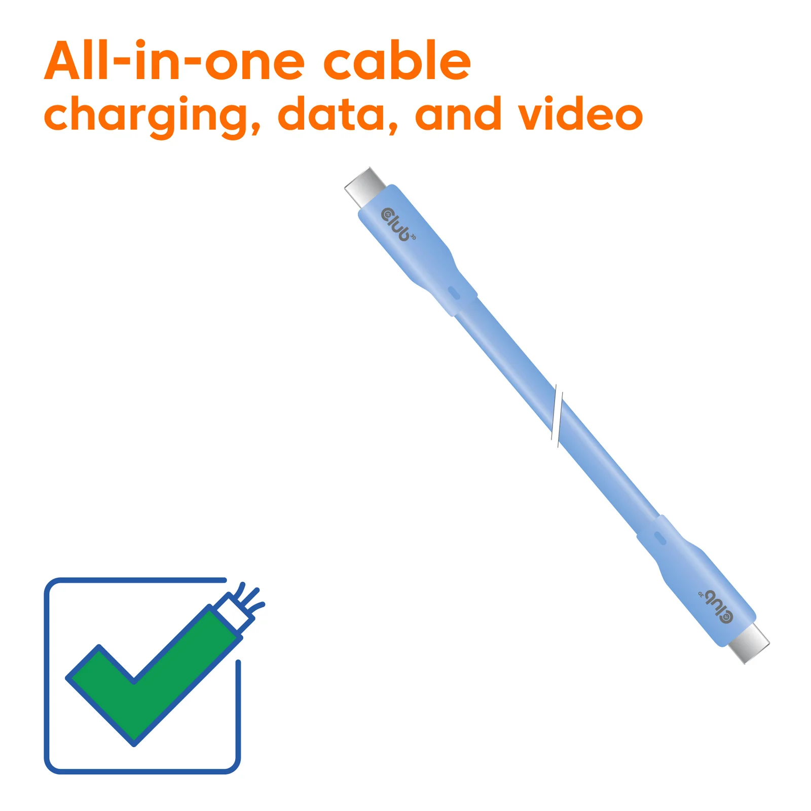 CLUB3D CAC-3003 câble USB USB4 Gen 2x2 2 m USB C 20 Gbit/s 240 W Bleu