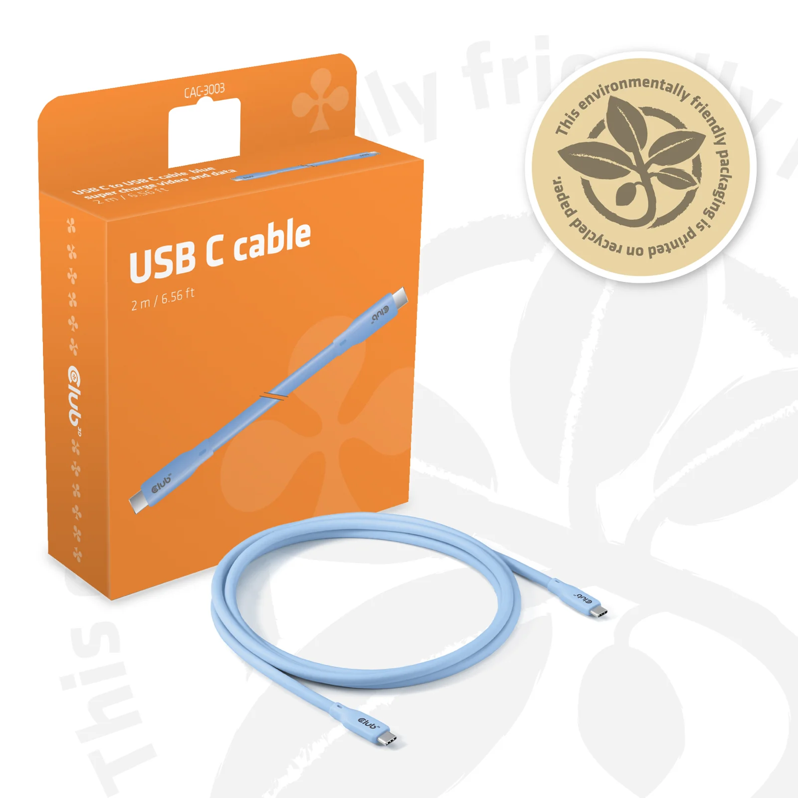 CLUB3D CAC-3003 câble USB USB4 Gen 2x2 2 m USB C 20 Gbit/s 240 W Bleu