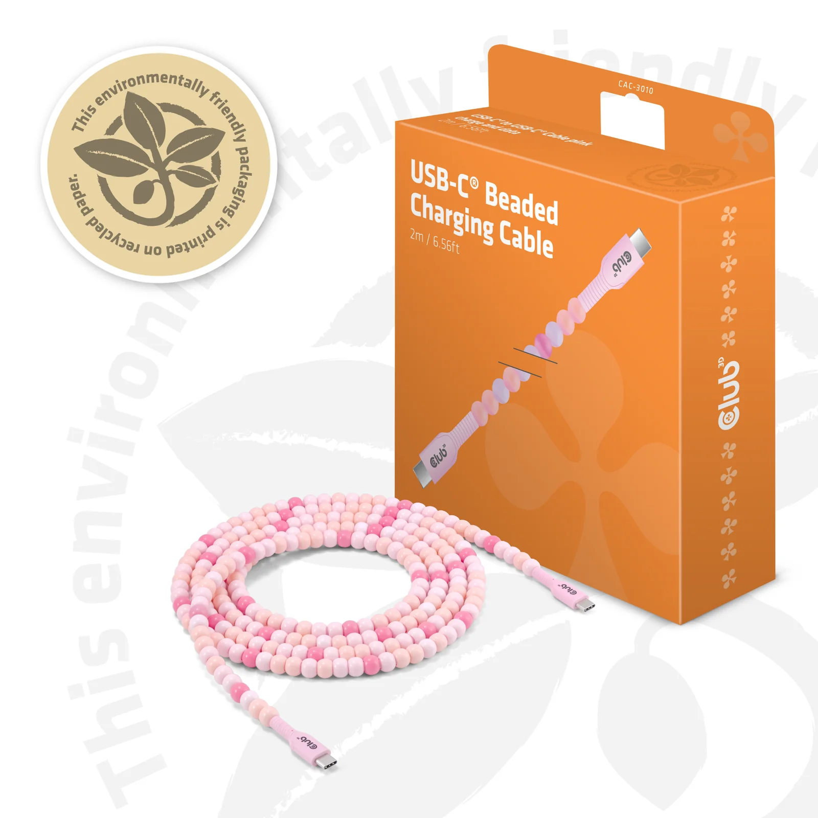 CLUB3D CAC-3010 câble USB 2 m USB C 0,48 Gbit/s 60 W Rose