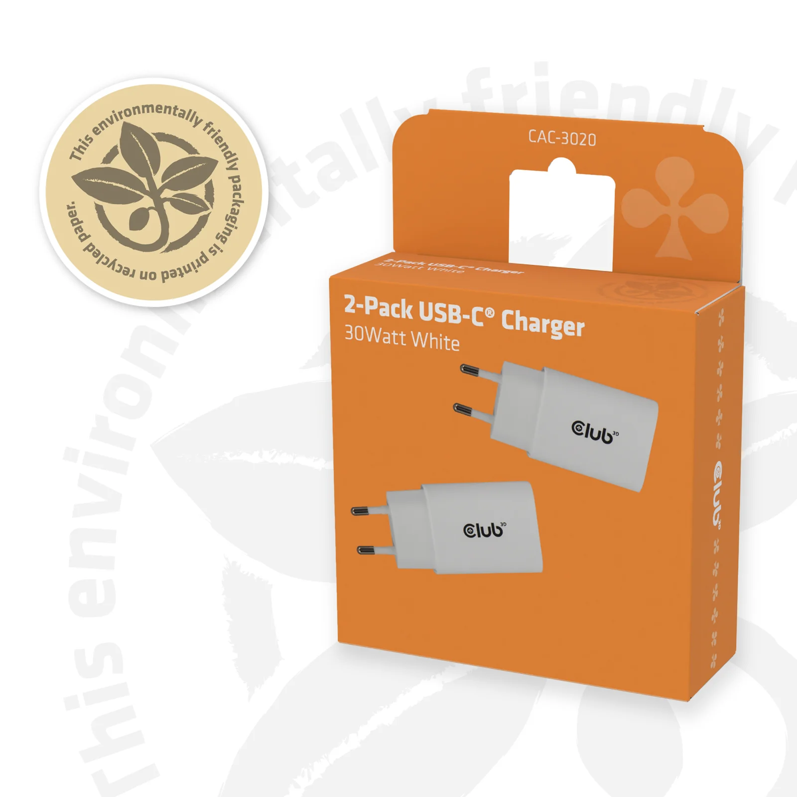 CLUB3D CAC-3020 chargeur d'appareils mobiles Smartphone, Universel Blanc Secteur Charge rapide Intérieure