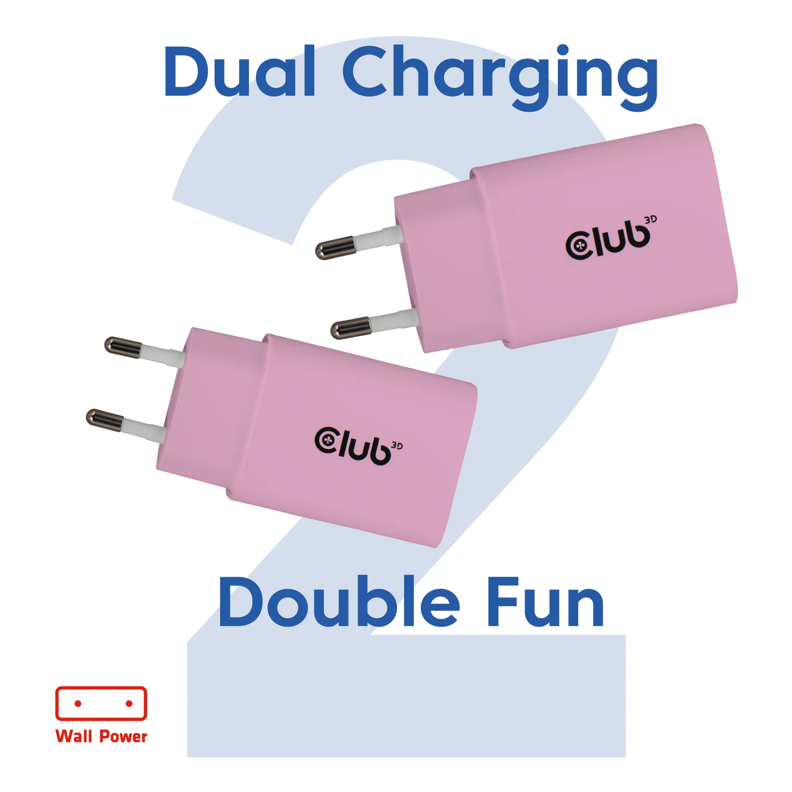CLUB3D CAC-3021 chargeur d'appareils mobiles Smartphone, Universel Rose Secteur Charge rapide Intérieure