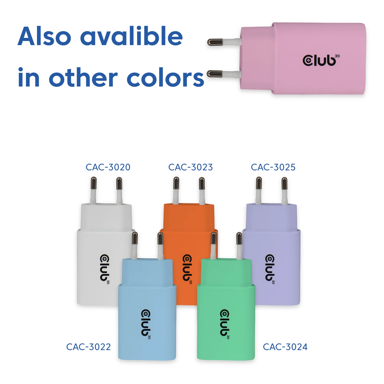 CLUB3D CAC-3021 chargeur d'appareils mobiles Smartphone, Universel Rose Secteur Charge rapide Intérieure