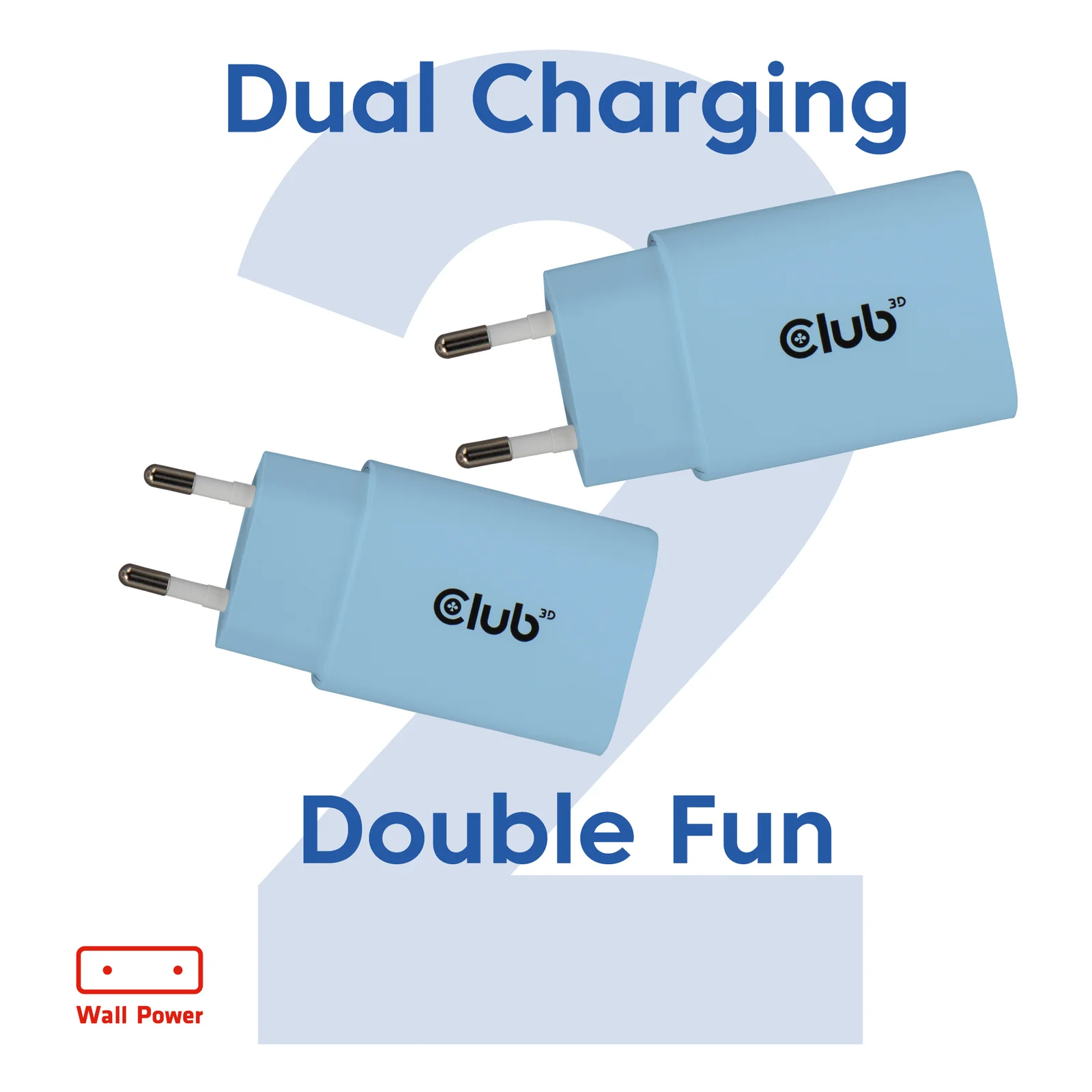 CLUB3D CAC-3022 chargeur d'appareils mobiles Smartphone, Universel Bleu Secteur Charge rapide Intérieure