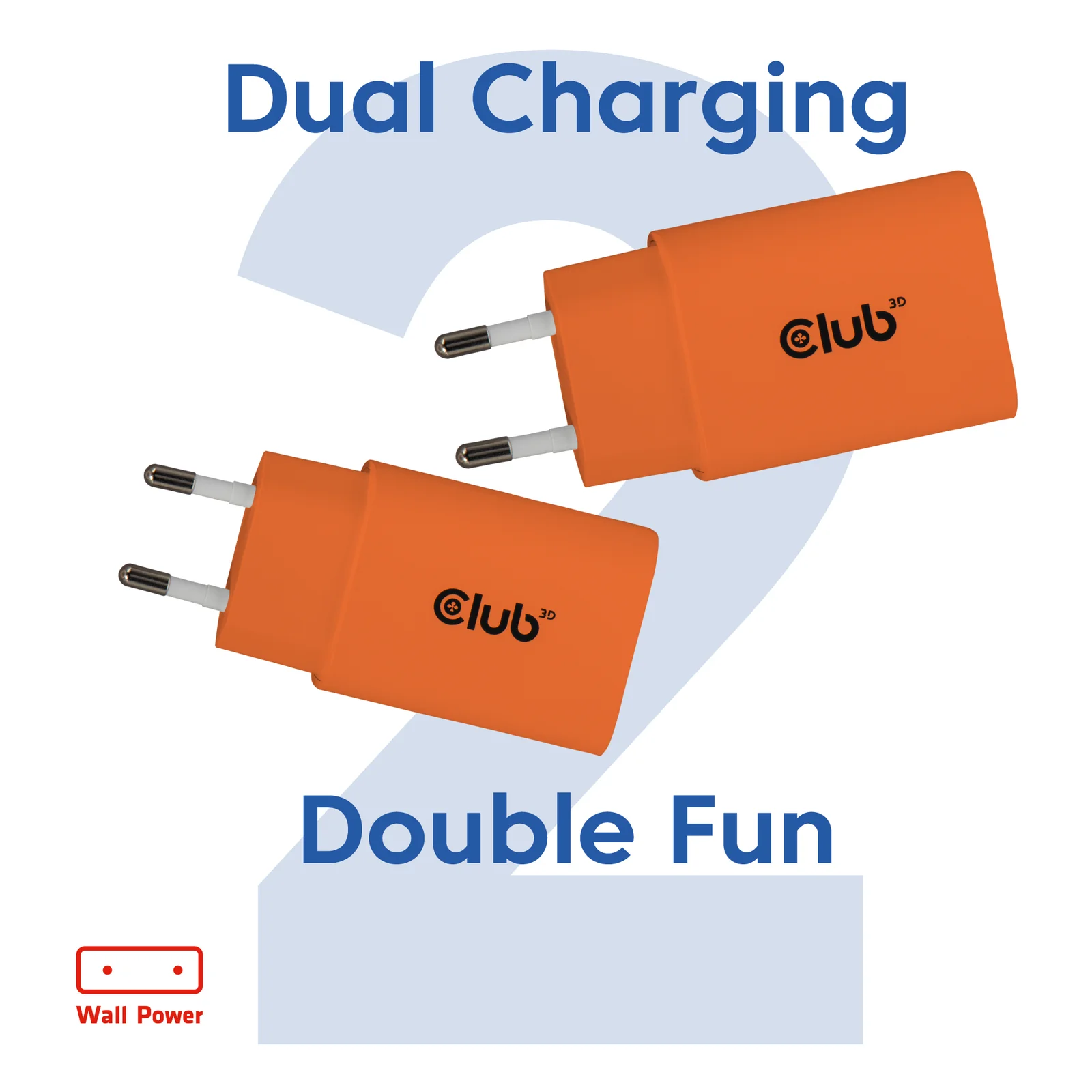 CLUB3D CAC-3023 chargeur d'appareils mobiles Smartphone, Universel Orange Secteur Charge rapide Intérieure