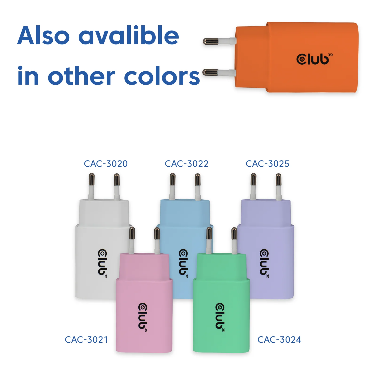 CLUB3D CAC-3023 chargeur d'appareils mobiles Smartphone, Universel Orange Secteur Charge rapide Intérieure