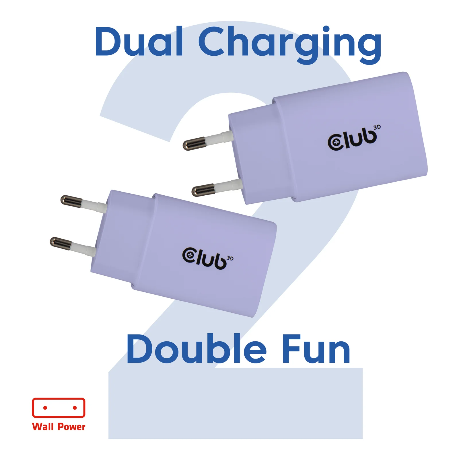 CLUB3D CAC-3025 chargeur d'appareils mobiles Smartphone, Universel Violet Secteur Charge rapide Intérieure