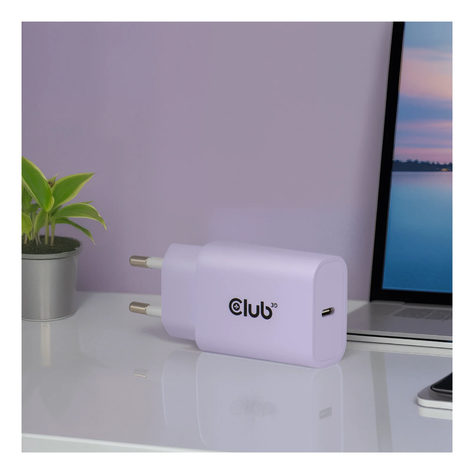 CLUB3D CAC-3025 chargeur d'appareils mobiles Smartphone, Universel Violet Secteur Charge rapide Intérieure