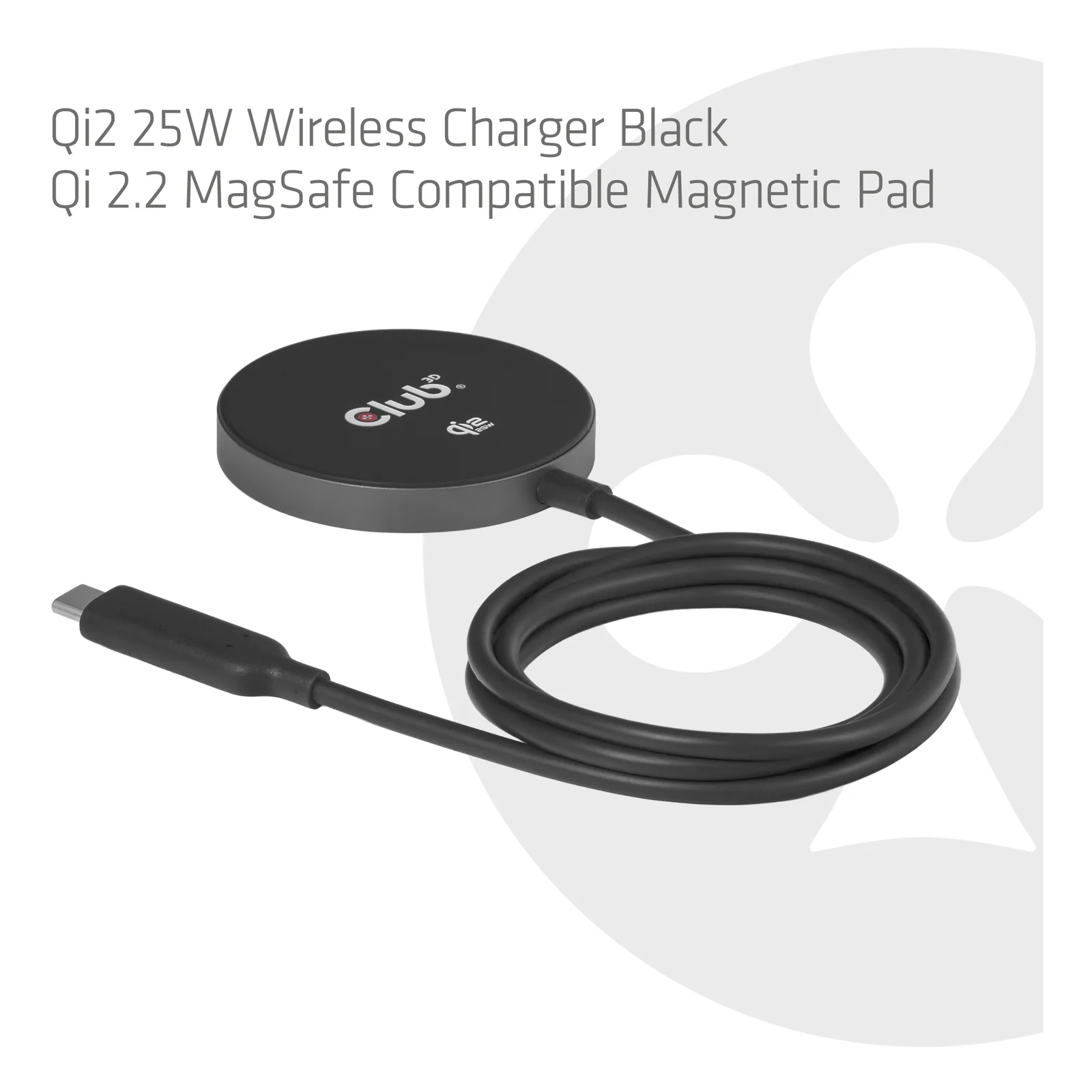 CLUB3D CAC-3027 chargeur d'appareils mobiles Smartphone, Universel Noir CC Recharge sans fil Charge rapide Intérieure