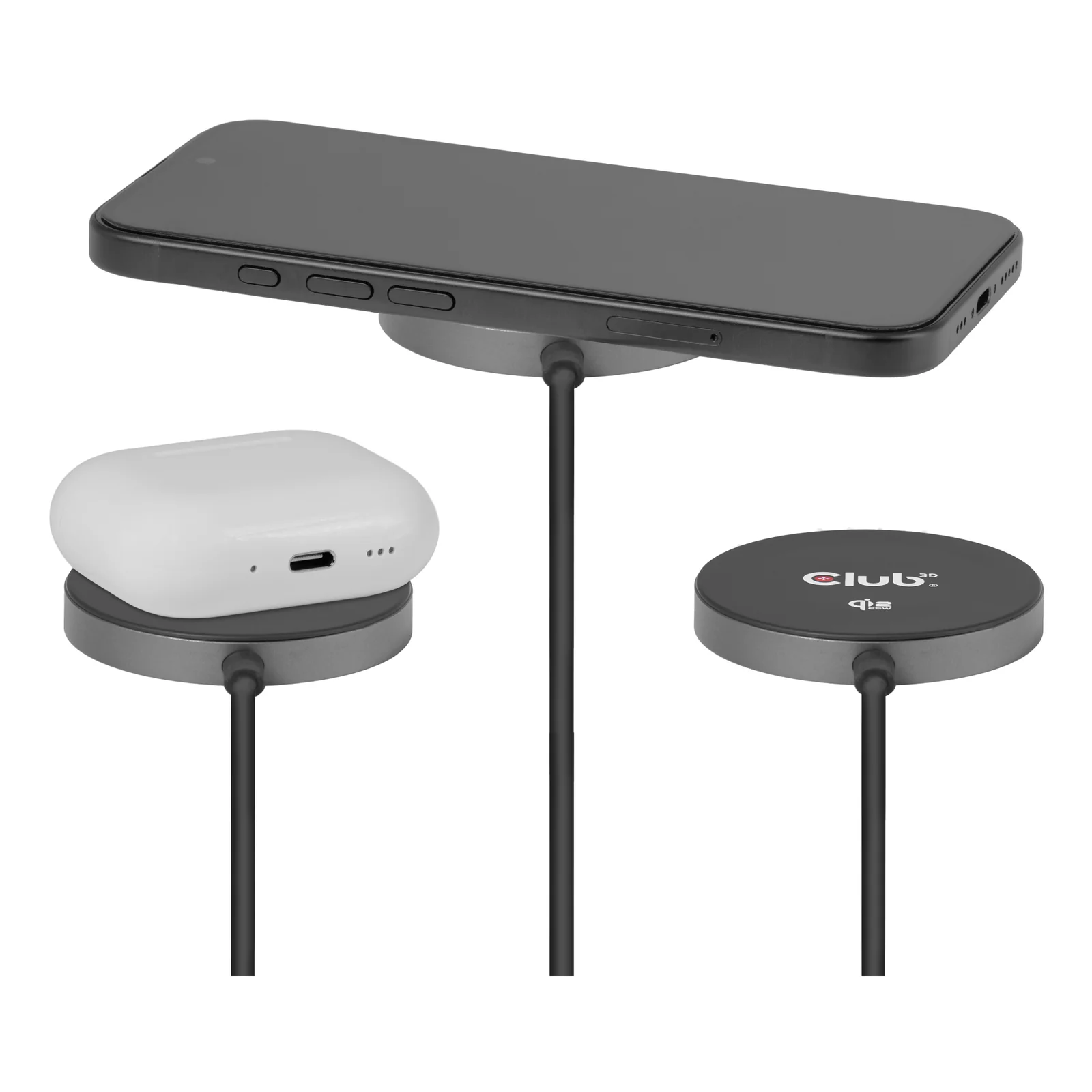 CLUB3D CAC-3027 chargeur d'appareils mobiles Smartphone, Universel Noir CC Recharge sans fil Charge rapide Intérieure