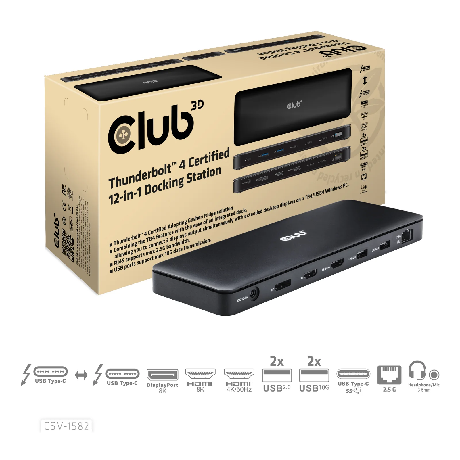 CLUB3D Club 3D, Dockingstation TB4 12 in 1