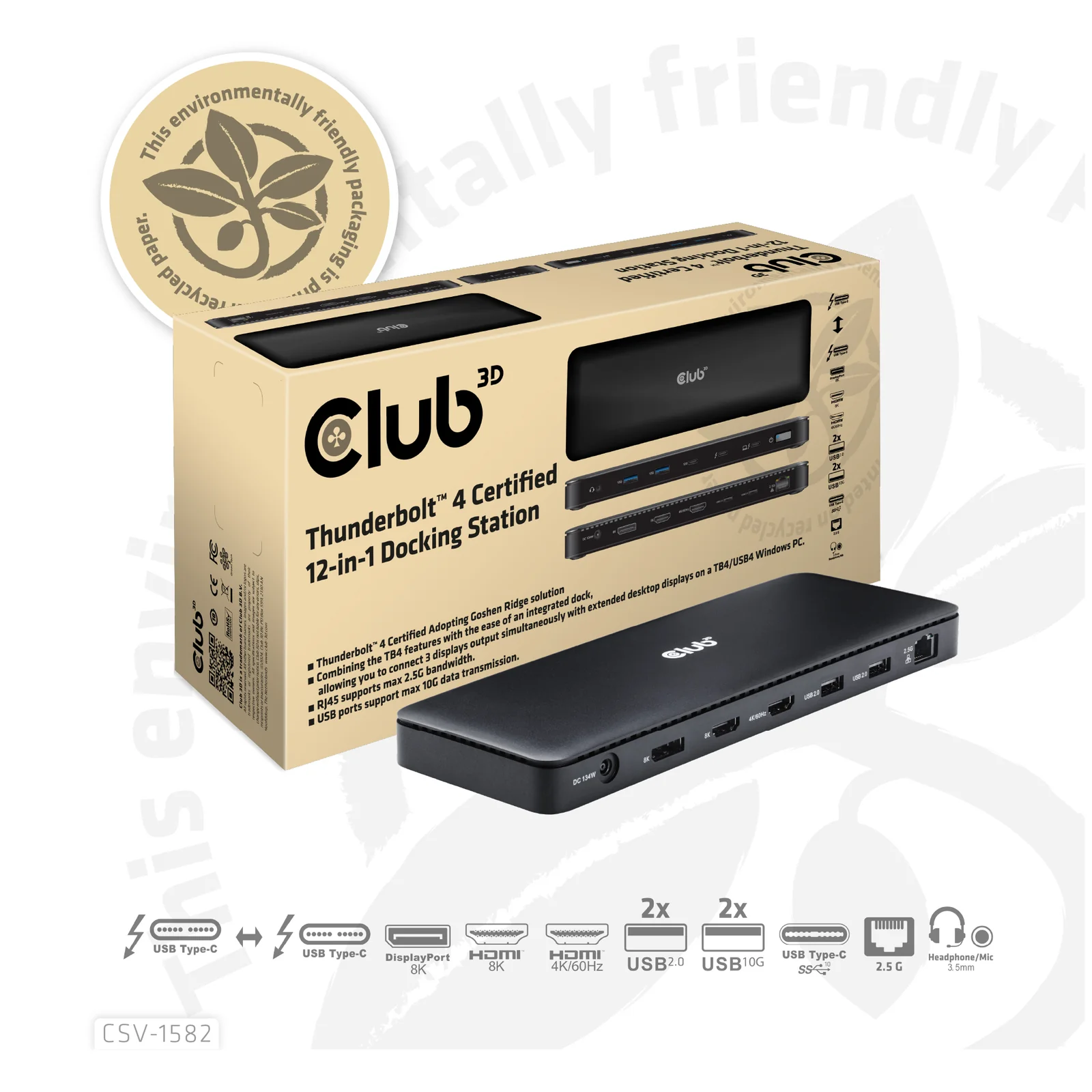 CLUB3D Club 3D, Dockingstation TB4 12 in 1