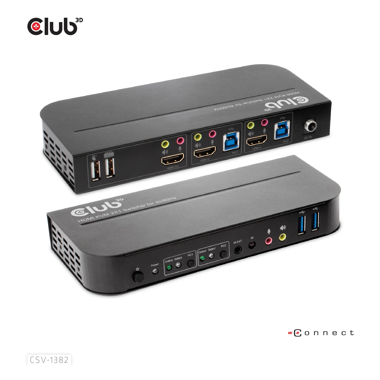 CLUB3D CSV-1382 commutateur écran, clavier et souris Noir