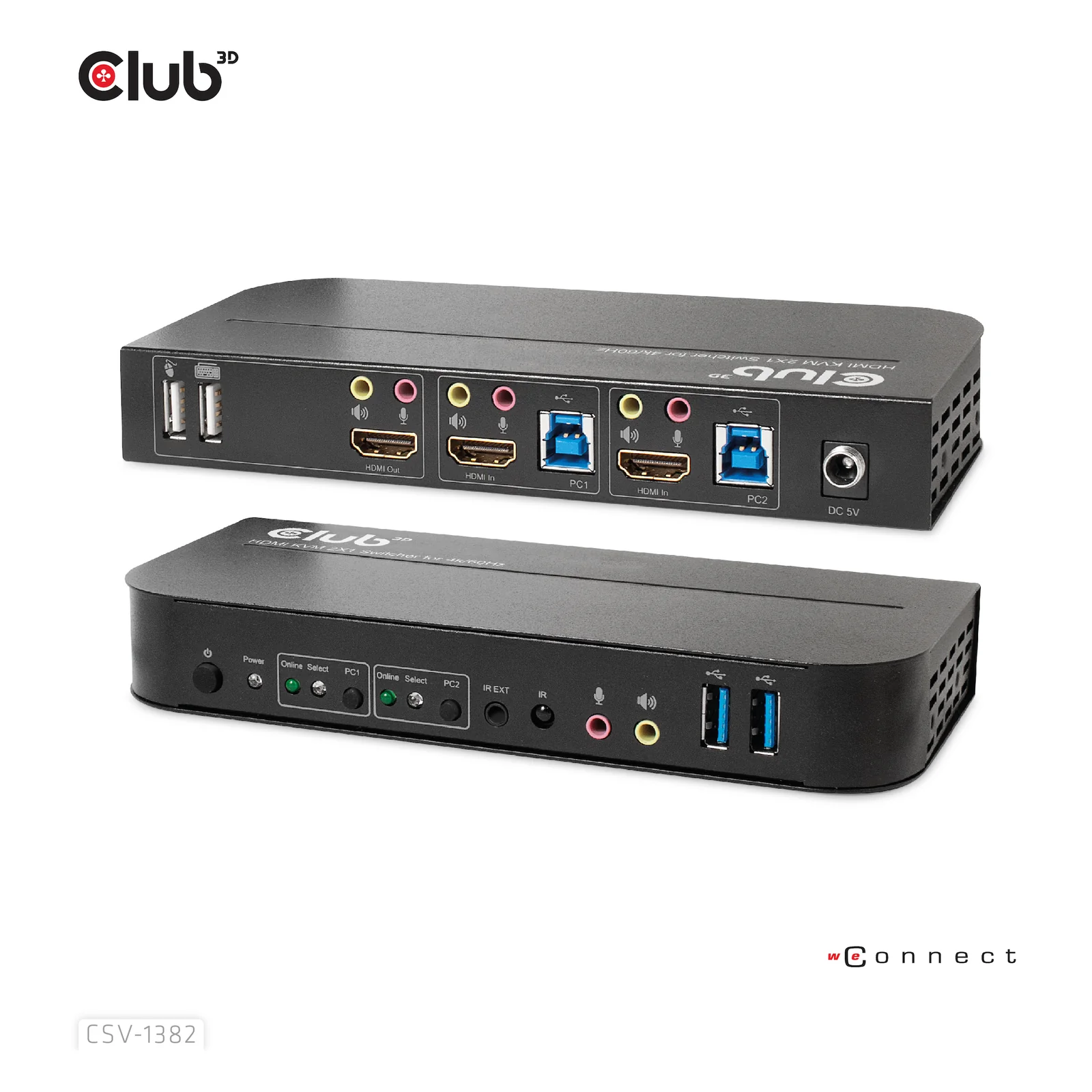CLUB3D CSV-1382 commutateur écran, clavier et souris Noir