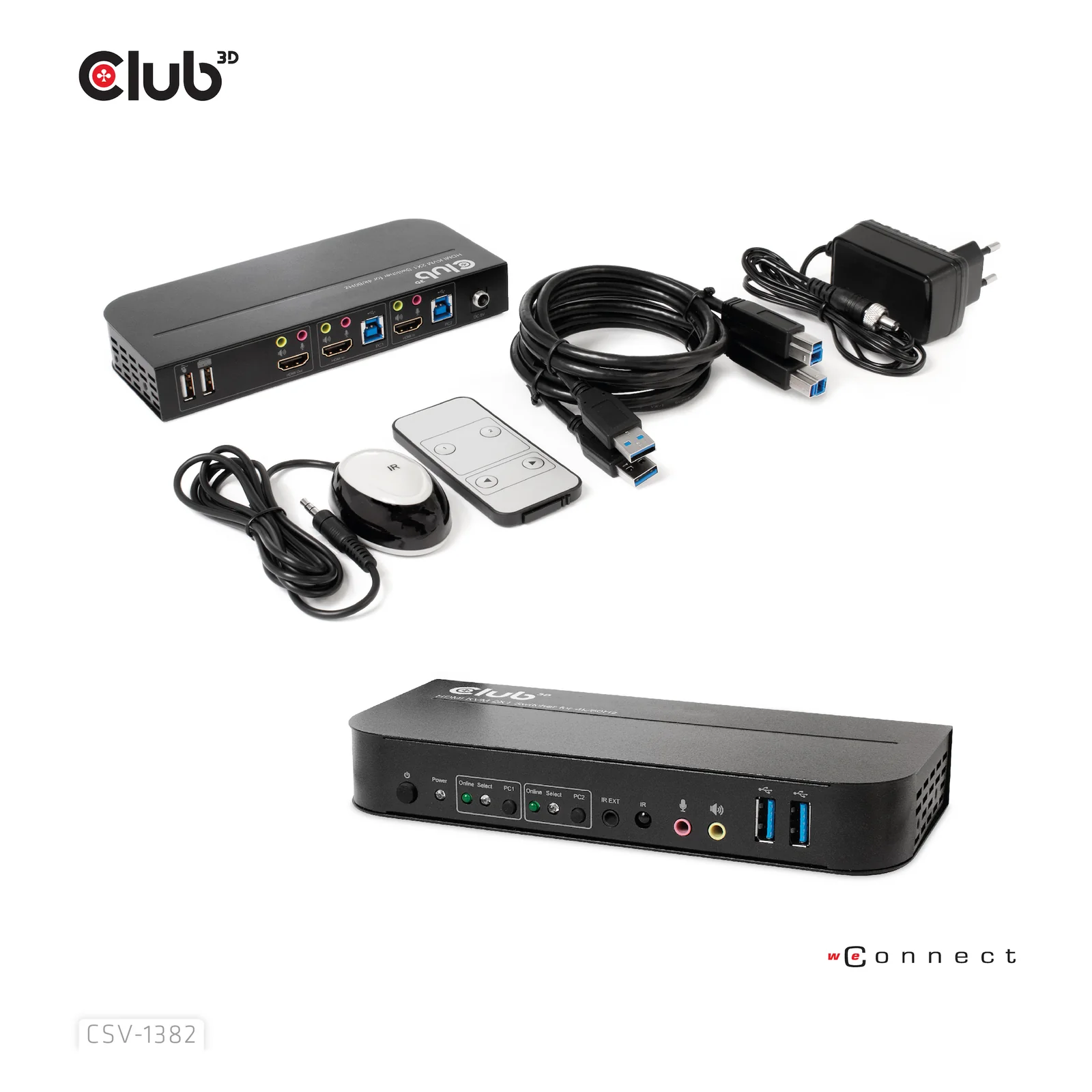CLUB3D CSV-1382 commutateur écran, clavier et souris Noir