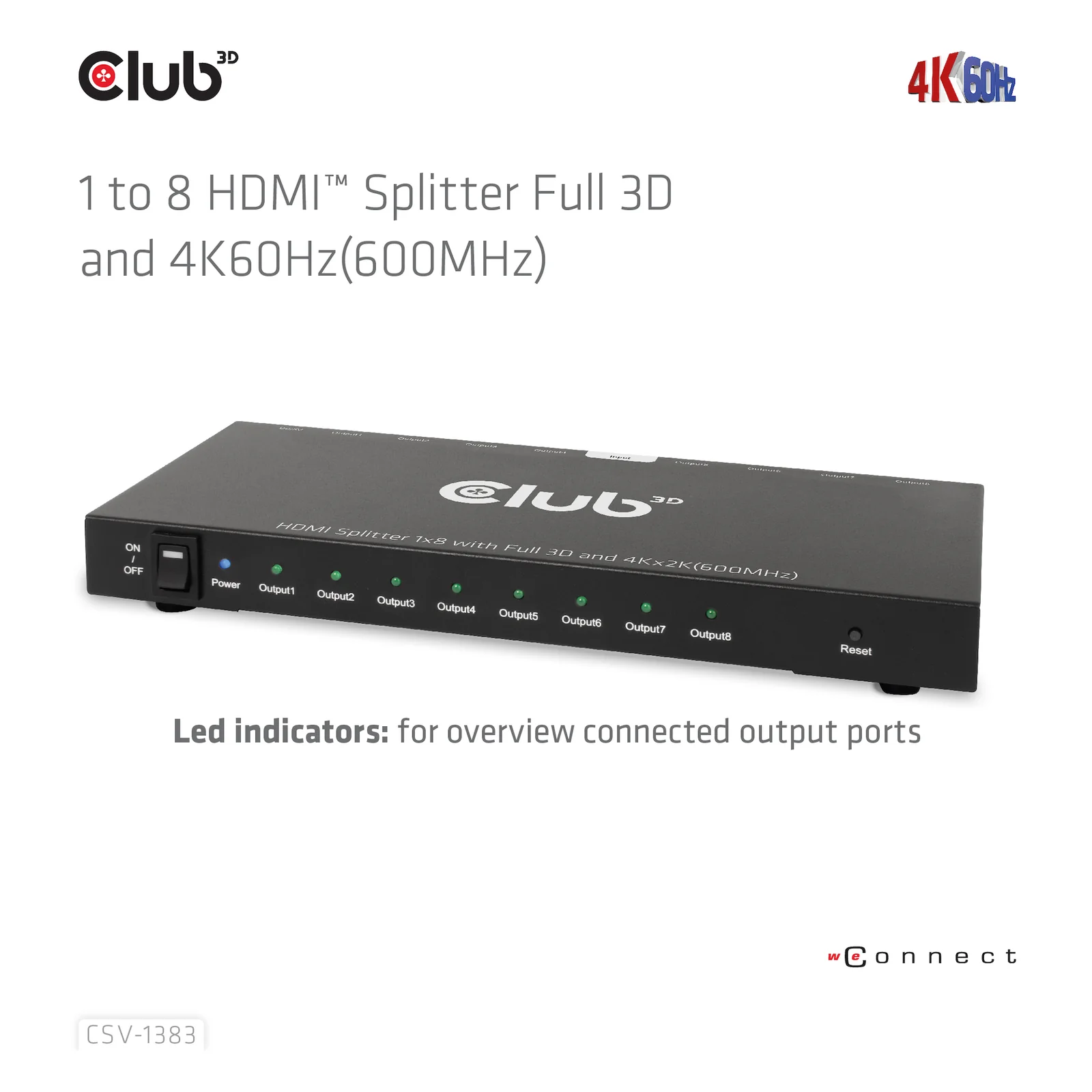 CLUB3D CSV-1383 répartiteur vidéo HDMI 8x HDMI