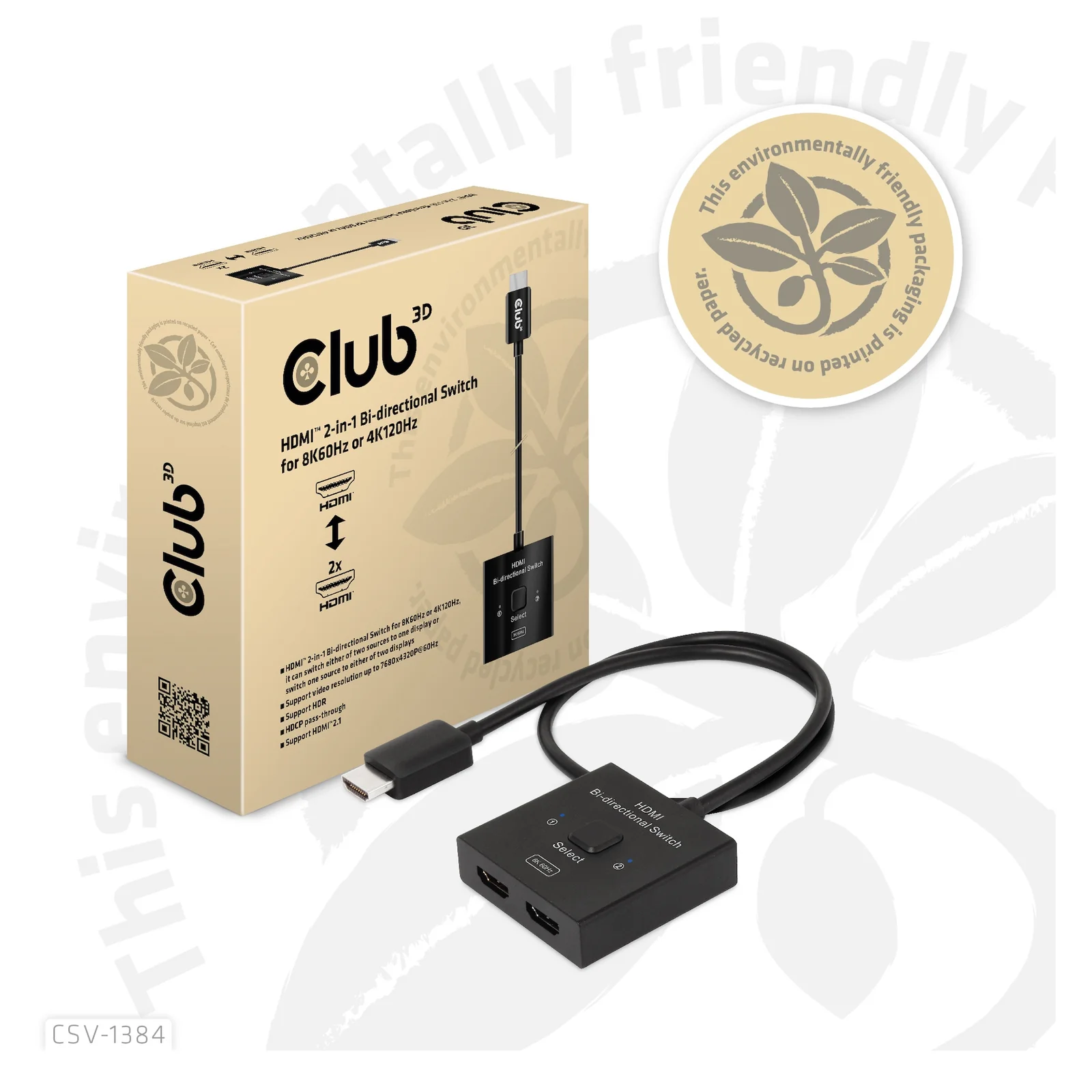 CLUB3D CSV-1384 commutateur écran, clavier et souris Noir