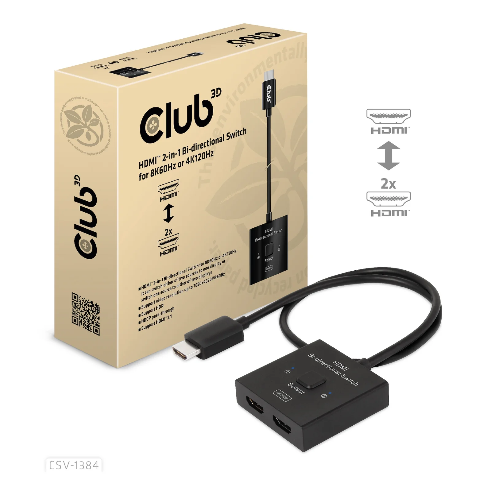 CLUB3D CSV-1384 commutateur écran, clavier et souris Noir