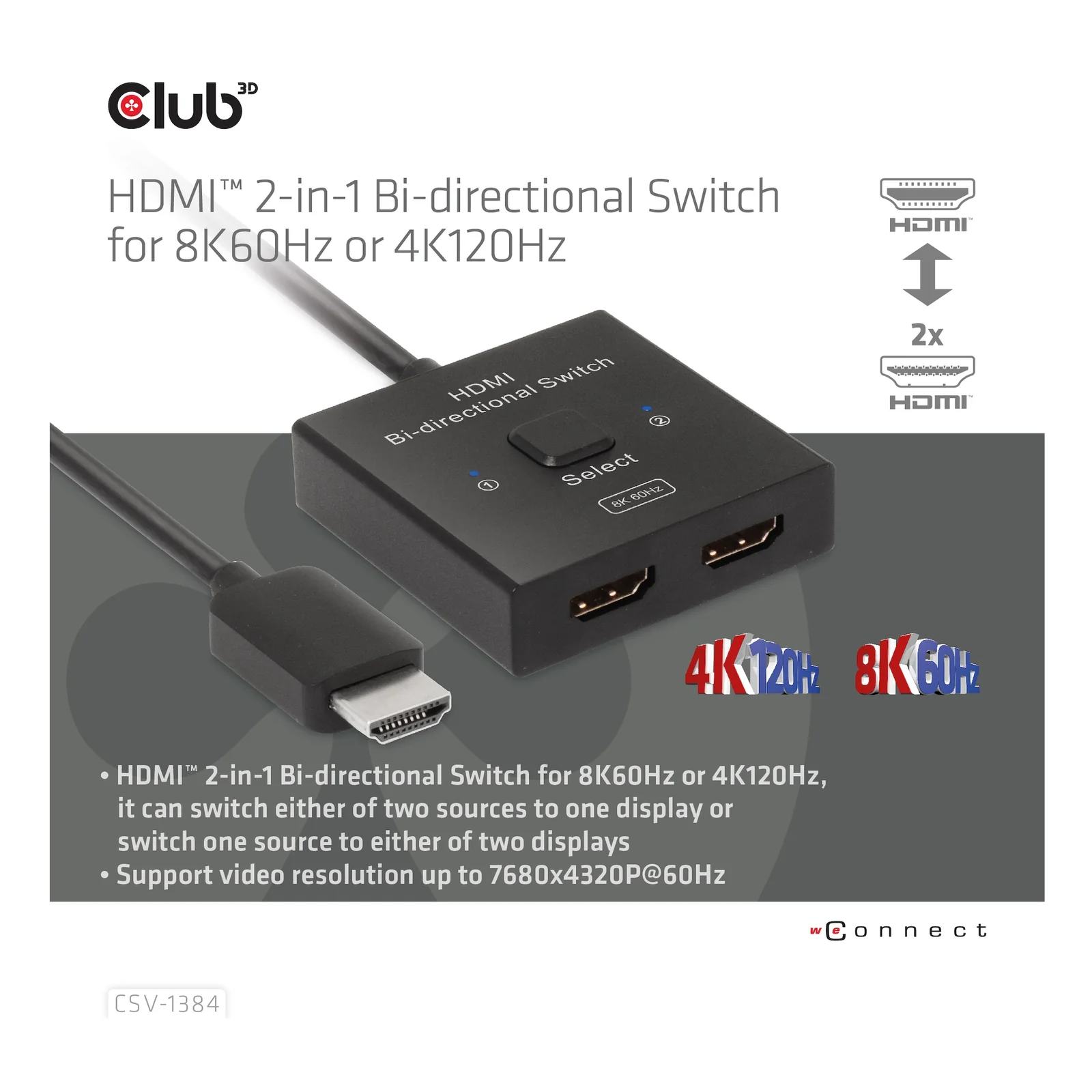 CLUB3D CSV-1384 commutateur écran, clavier et souris Noir