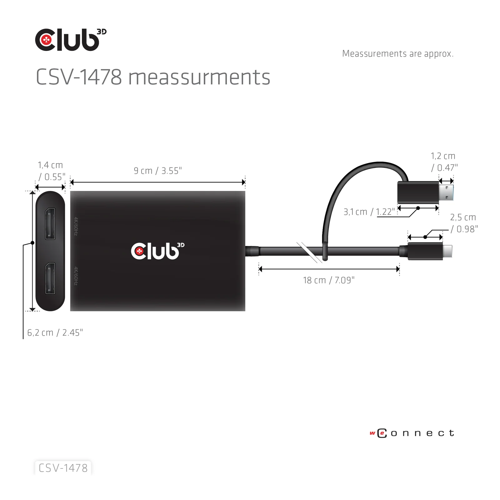 CLUB3D CSV-1478 répartiteur vidéo USB Type-C 2x DisplayPort
