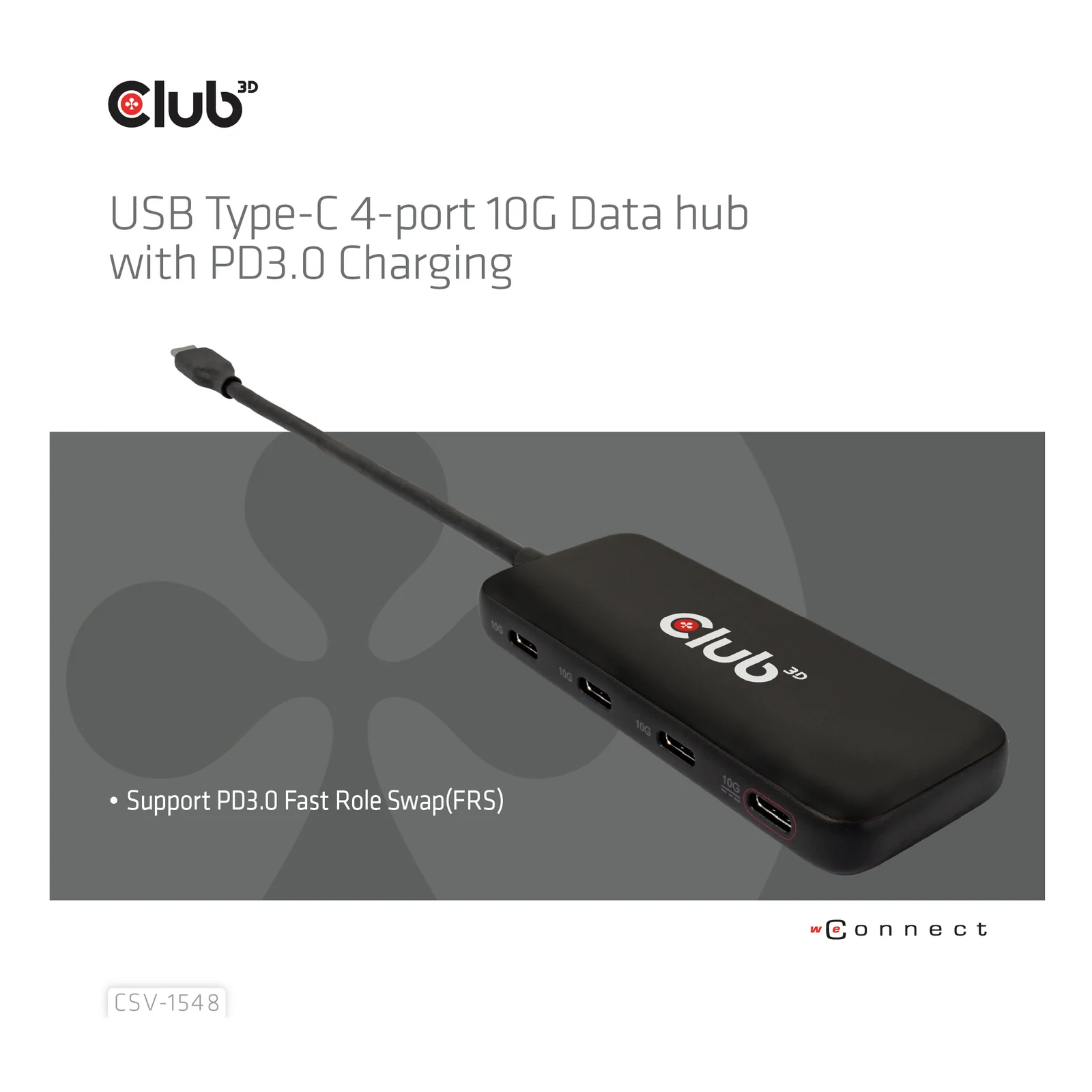 CLUB3D CSV-1548 hub & concentrateur USB 3.2 Gen 1 (3.1 Gen 1) Type-C Noir