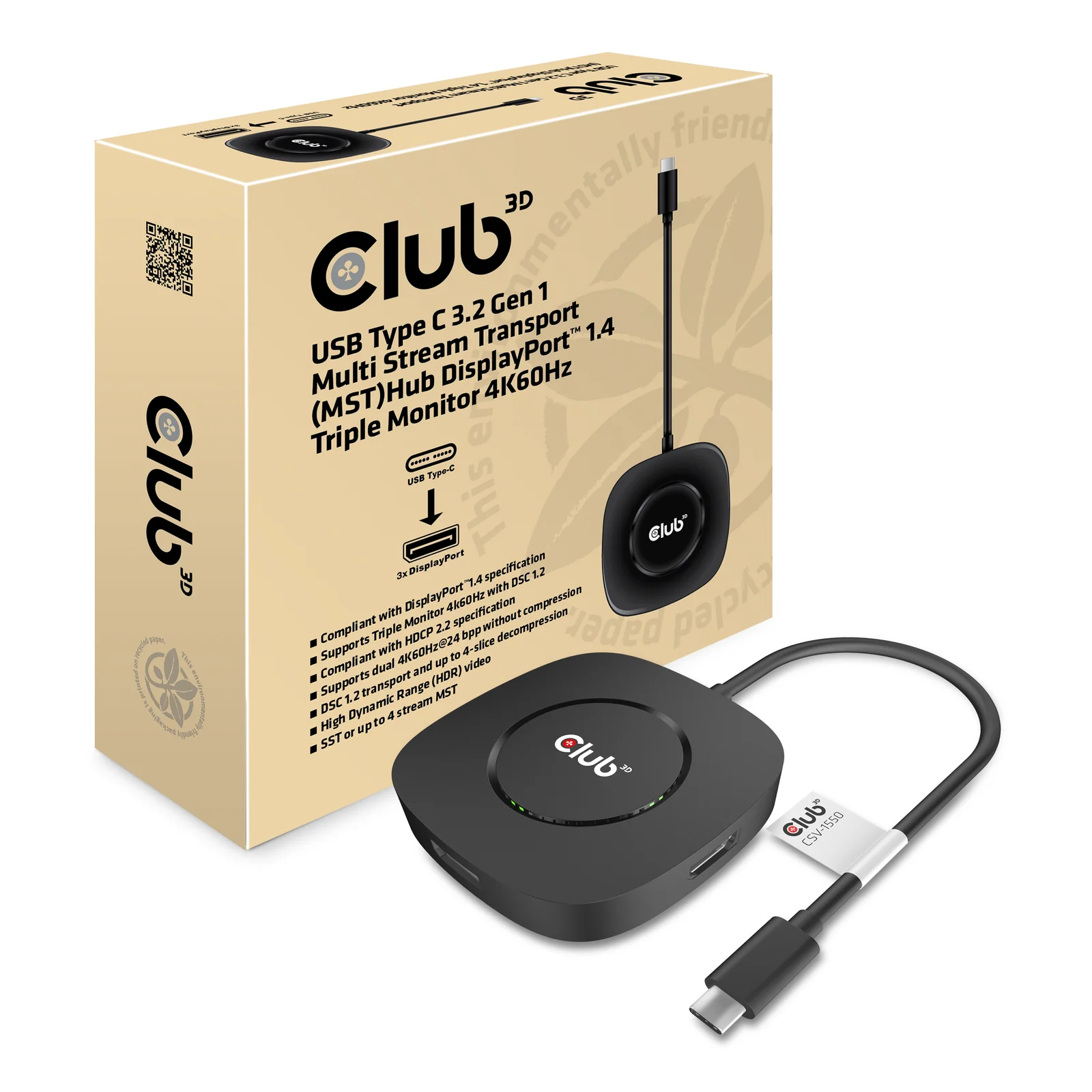 CLUB3D CSV-1550 station d'accueil Avec fil USB 3.2 Gen 1 (3.1 Gen 1) Type-C Noir