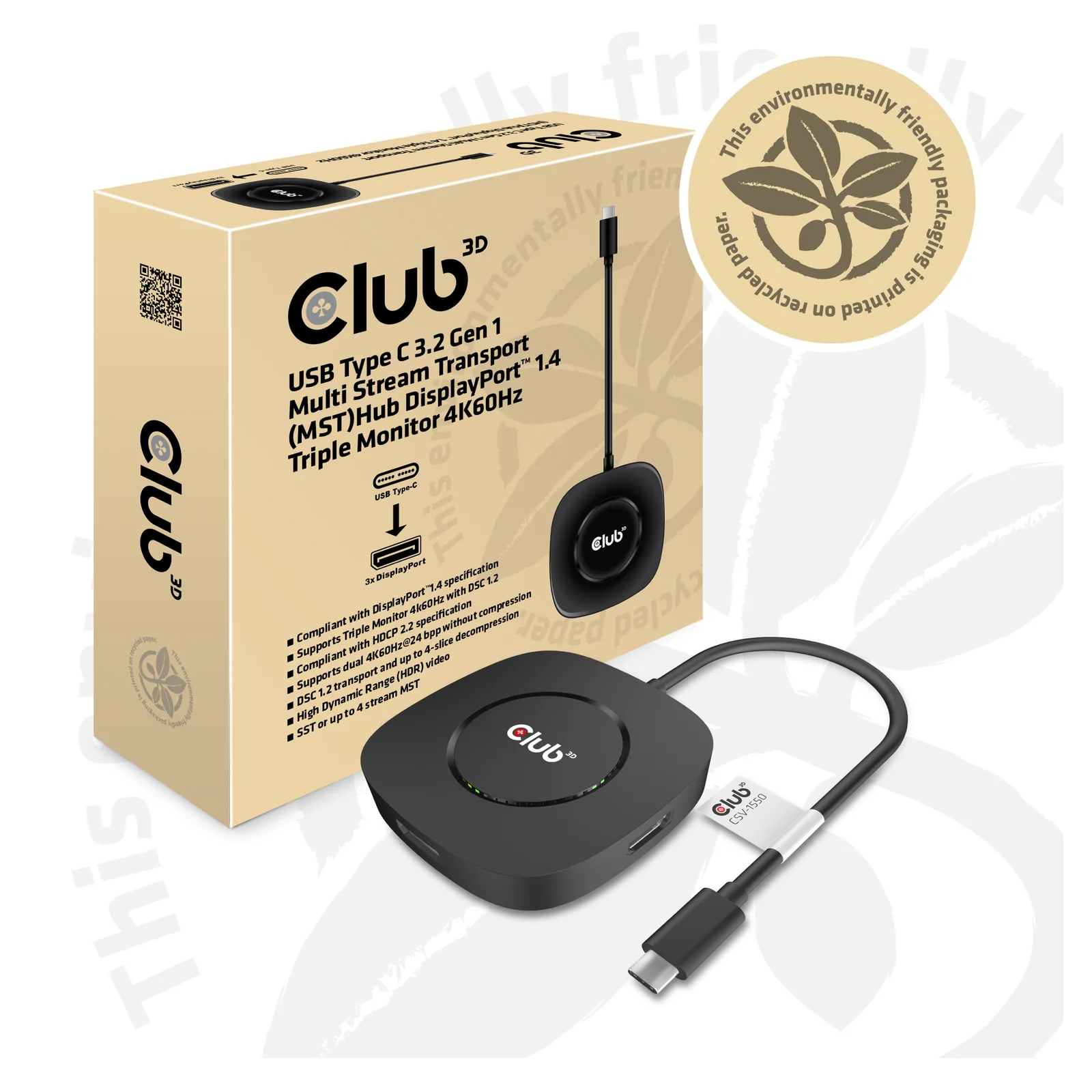 CLUB3D CSV-1550 station d'accueil Avec fil USB 3.2 Gen 1 (3.1 Gen 1) Type-C Noir