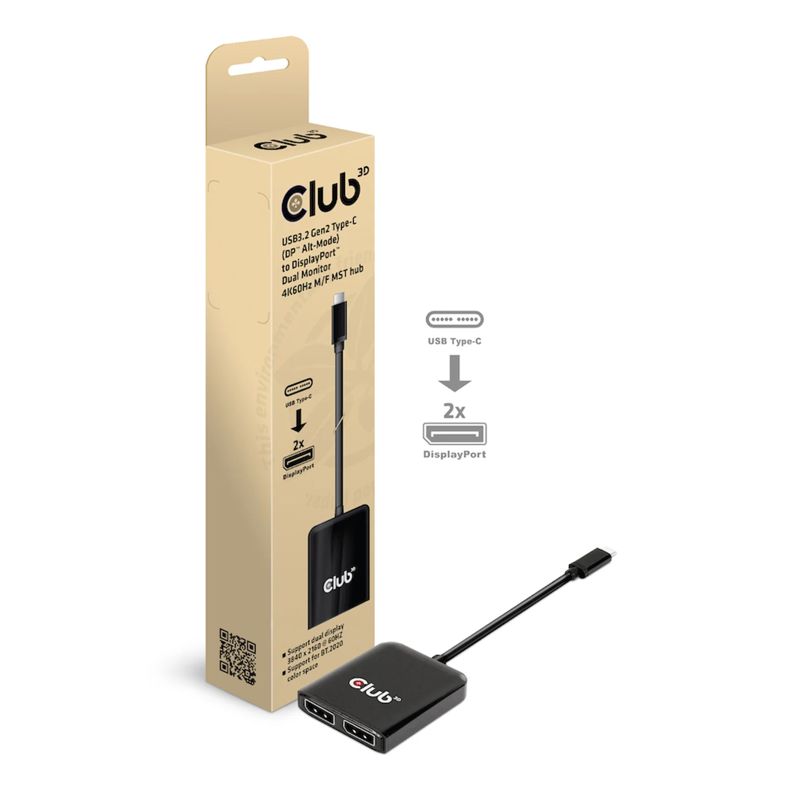 CLUB3D CSV-1555 câble vidéo et adaptateur 1,5 m USB Type-C 2 x DisplayPort Noir