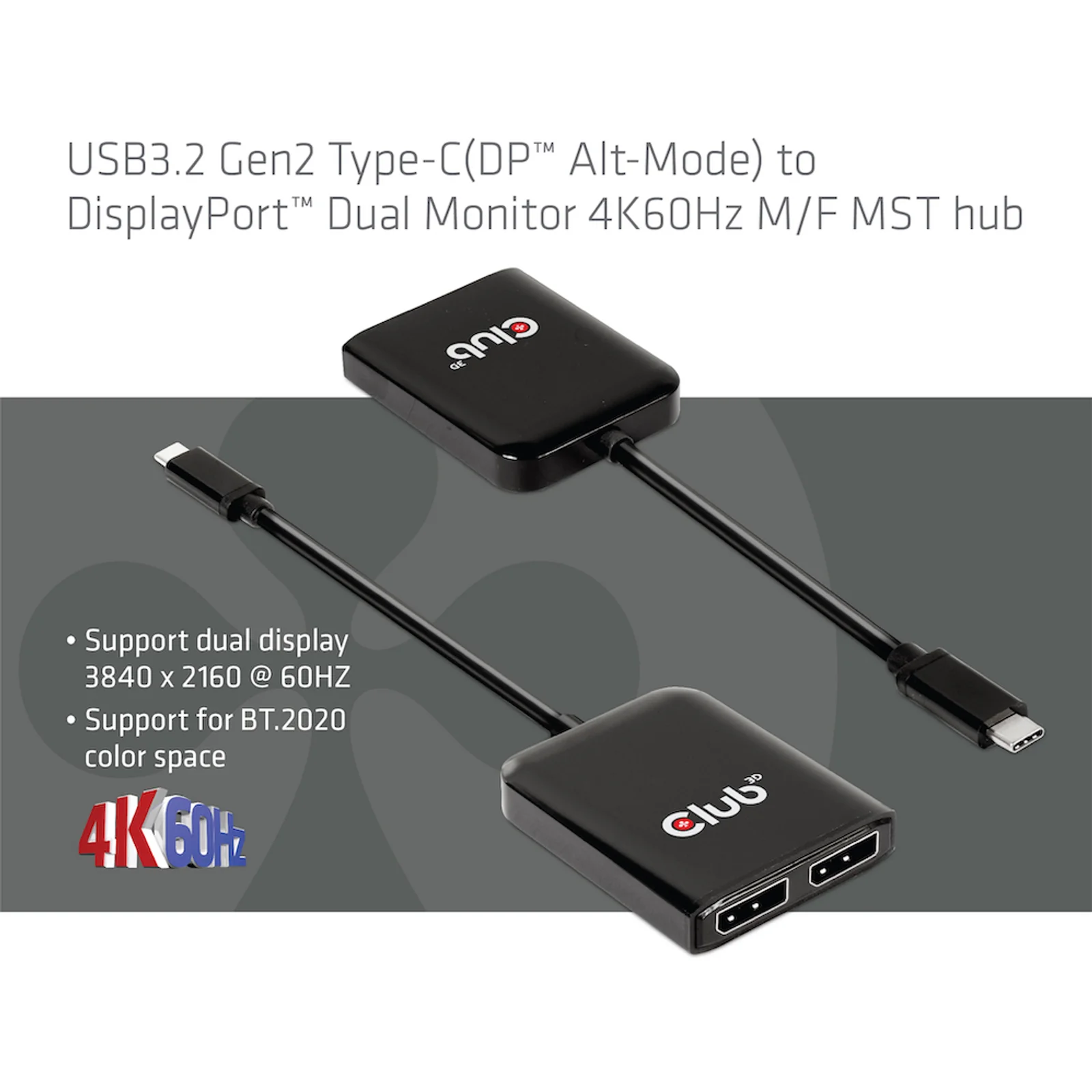 CLUB3D CSV-1555 câble vidéo et adaptateur 1,5 m USB Type-C 2 x DisplayPort Noir