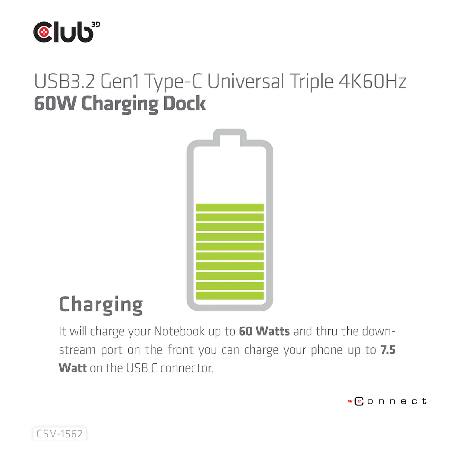 CLUB3D CSV-1562 station d'accueil USB 3.2 Gen 1 (3.1 Gen 1) Type-C Noir