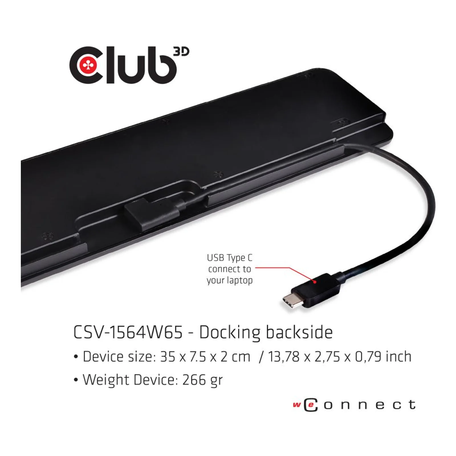 CLUB3D CSV-1564W65 station d'accueil USB 3.2 Gen 1 (3.1 Gen 1) Type-C Noir
