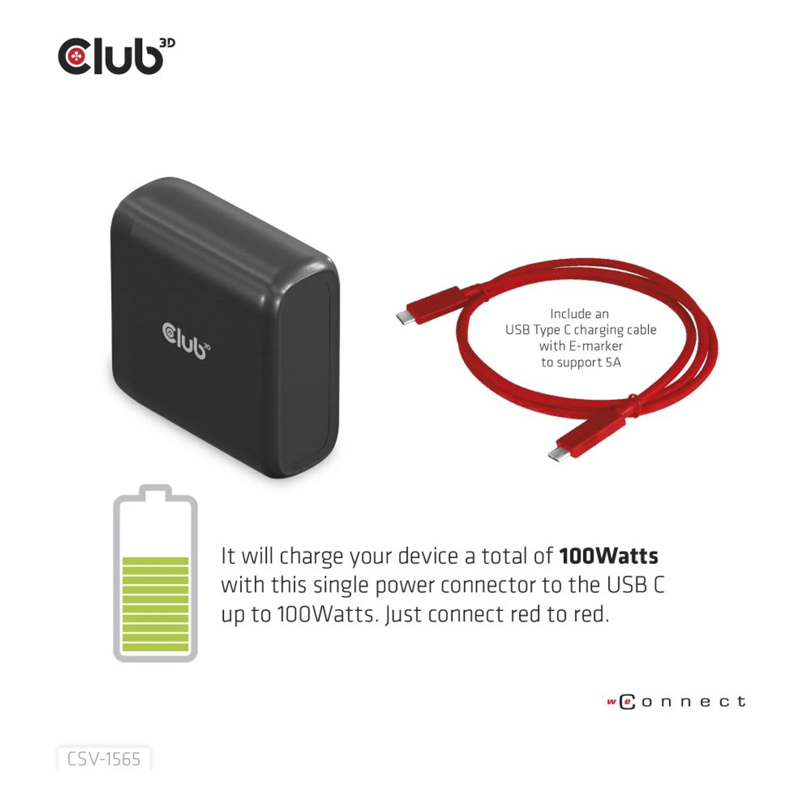 CLUB3D CSV-1565 station d'accueil USB 3.2 Gen 1 (3.1 Gen 1) Type-C Noir