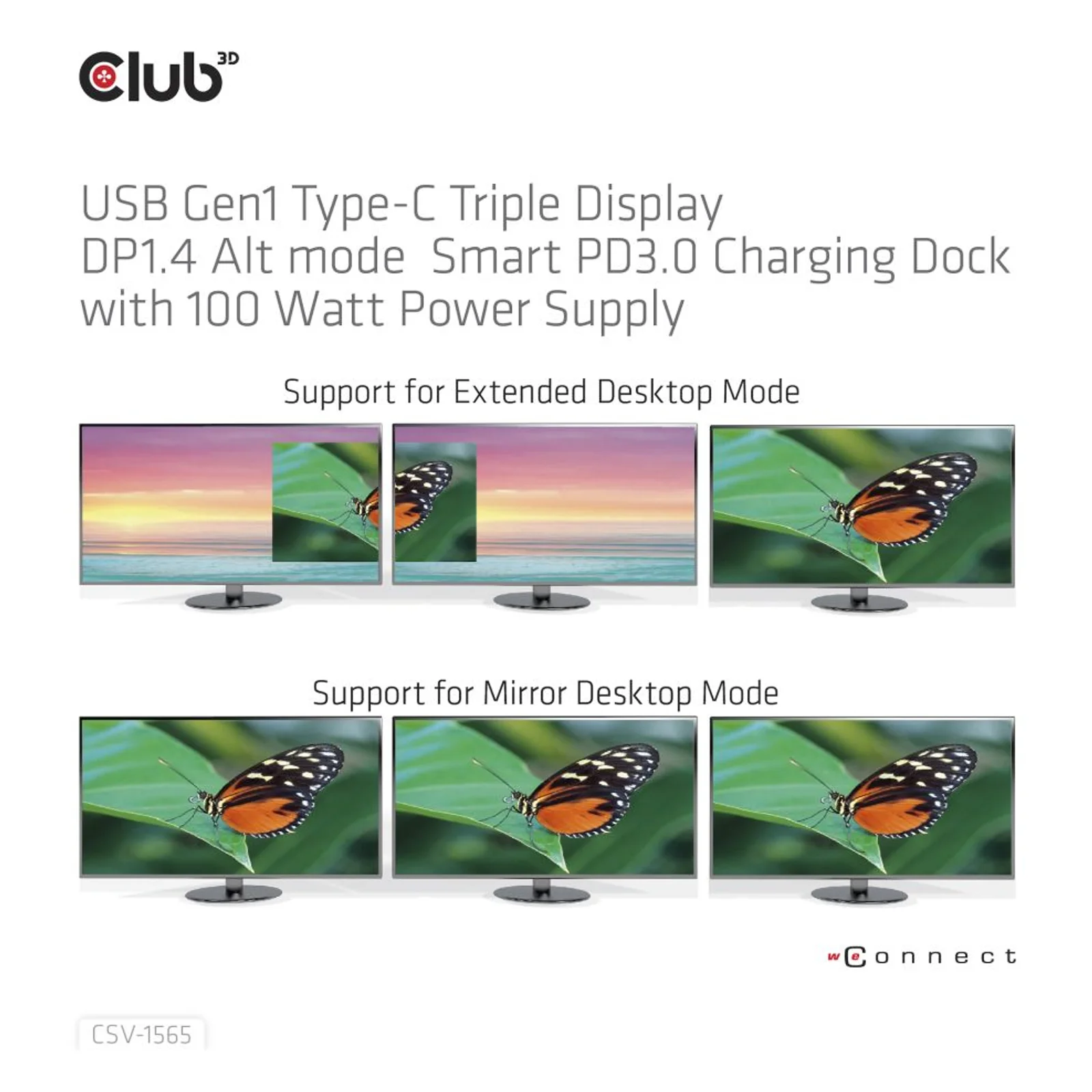 CLUB3D CSV-1565 station d'accueil USB 3.2 Gen 1 (3.1 Gen 1) Type-C Noir