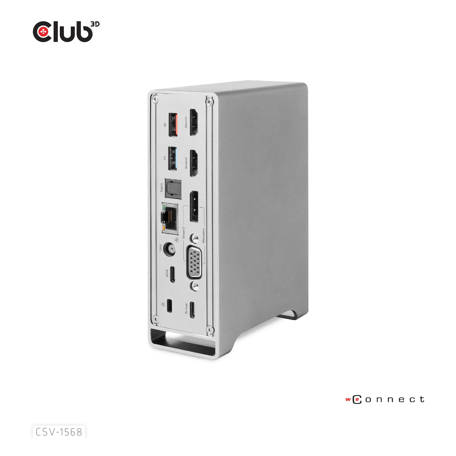 CLUB3D CSV-1568 station d'accueil USB 3.2 Gen 2 (3.1 Gen 2) Type-C Métallique
