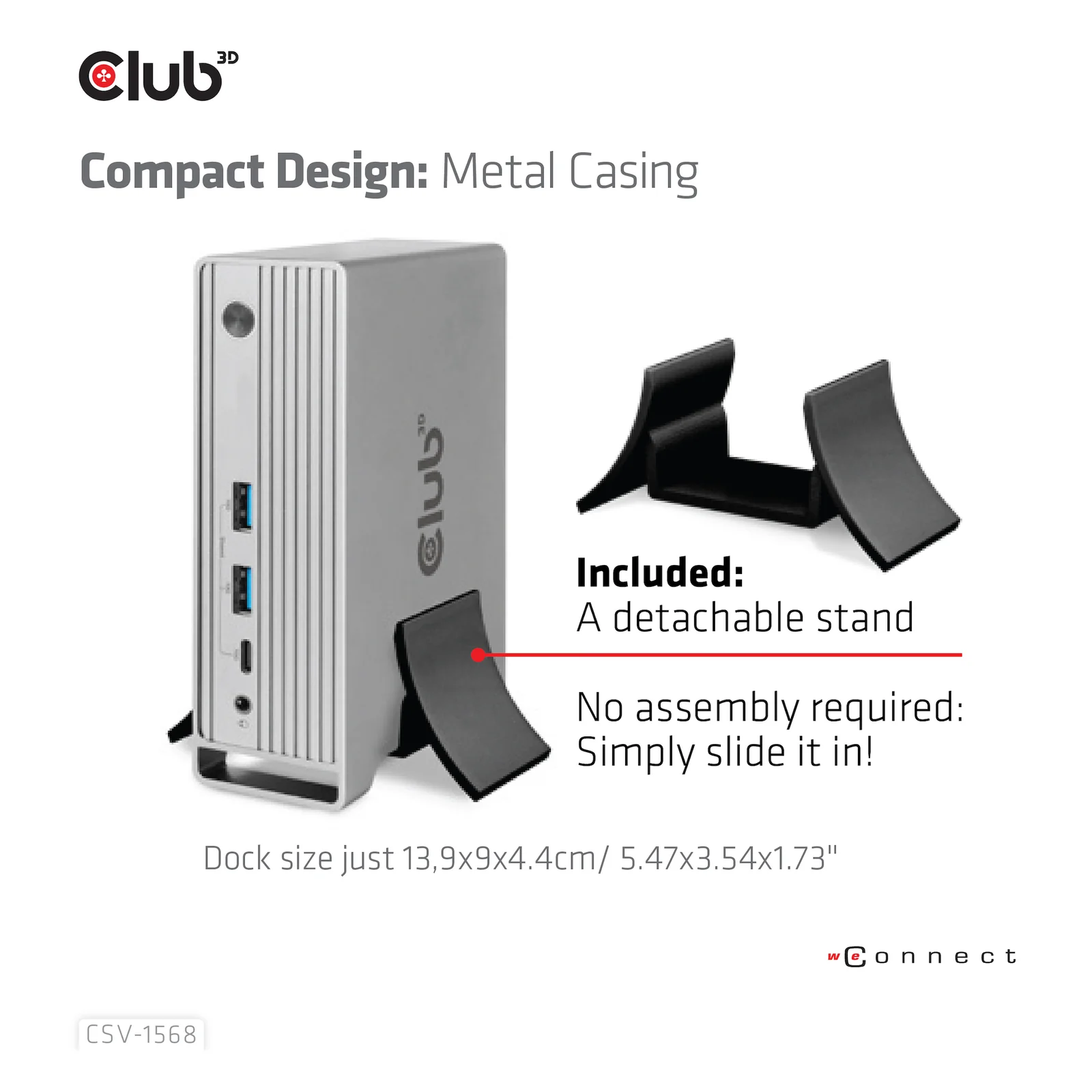 CLUB3D CSV-1568 station d'accueil USB 3.2 Gen 2 (3.1 Gen 2) Type-C Métallique