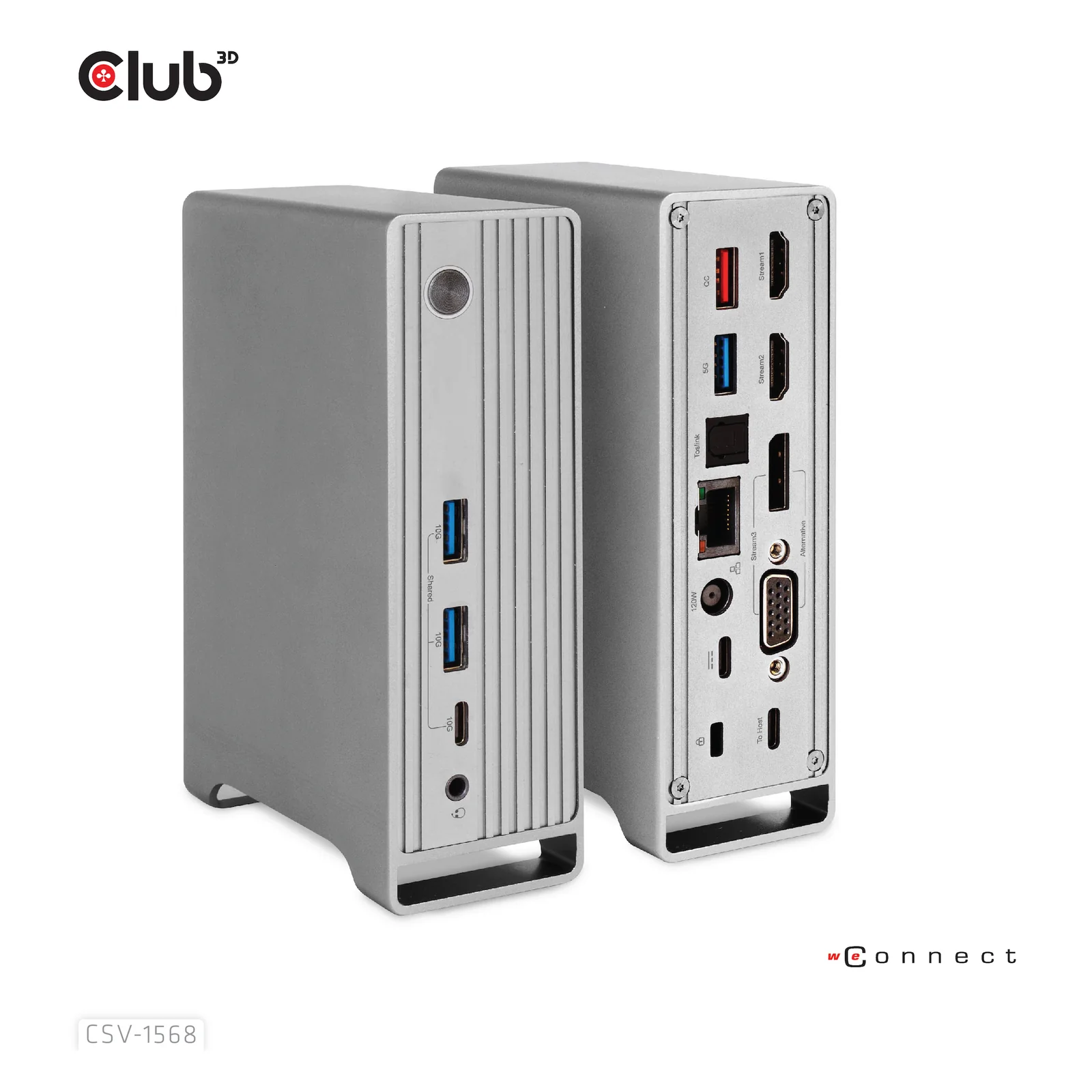 CLUB3D CSV-1568 station d'accueil USB 3.2 Gen 2 (3.1 Gen 2) Type-C Métallique