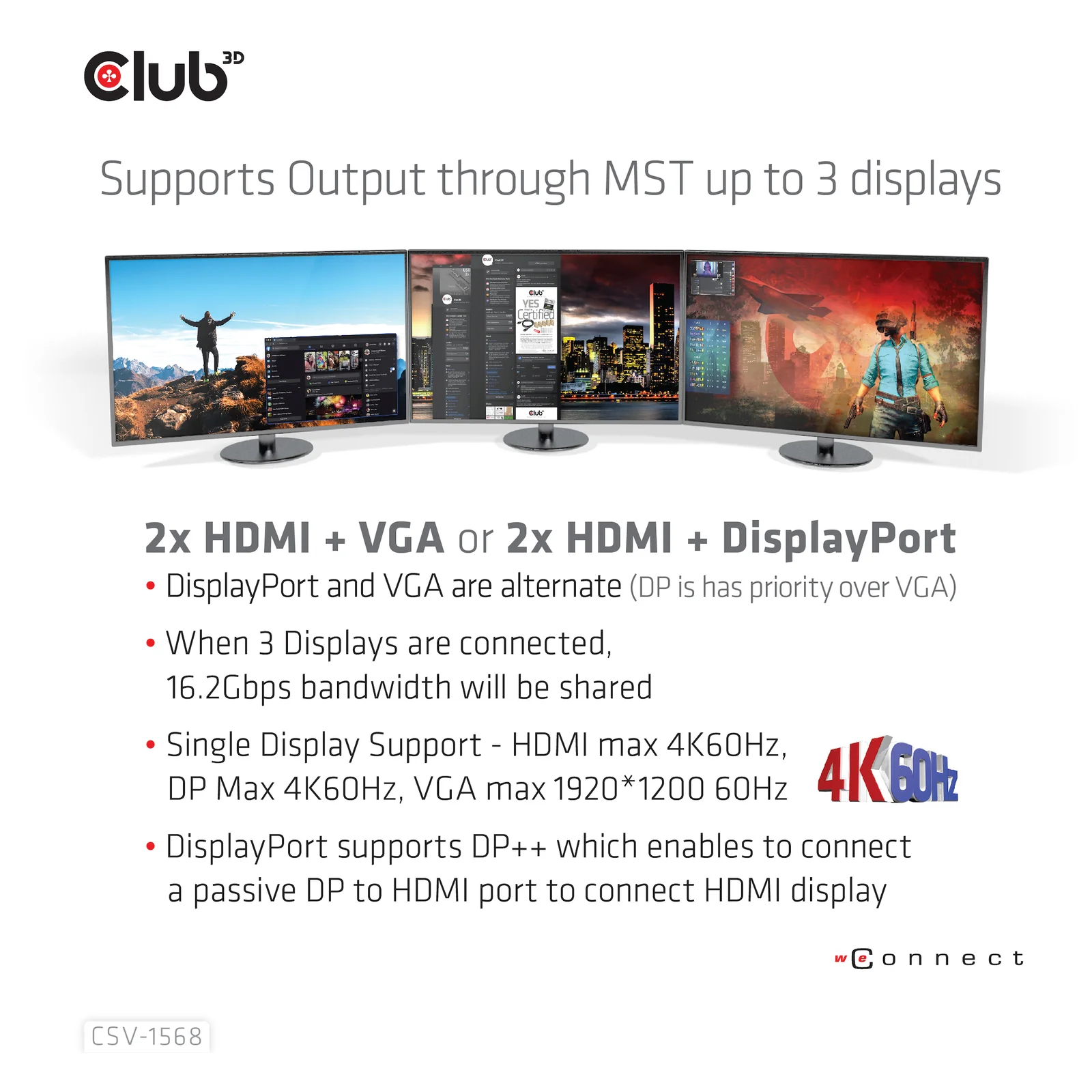 CLUB3D CSV-1568 station d'accueil USB 3.2 Gen 2 (3.1 Gen 2) Type-C Métallique