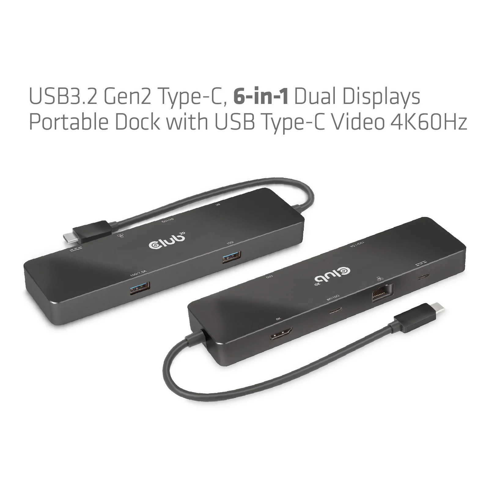 CLUB3D CSV-1584 station d'accueil Avec fil USB 3.2 Gen 2 (3.1 Gen 2) Type-C Noir