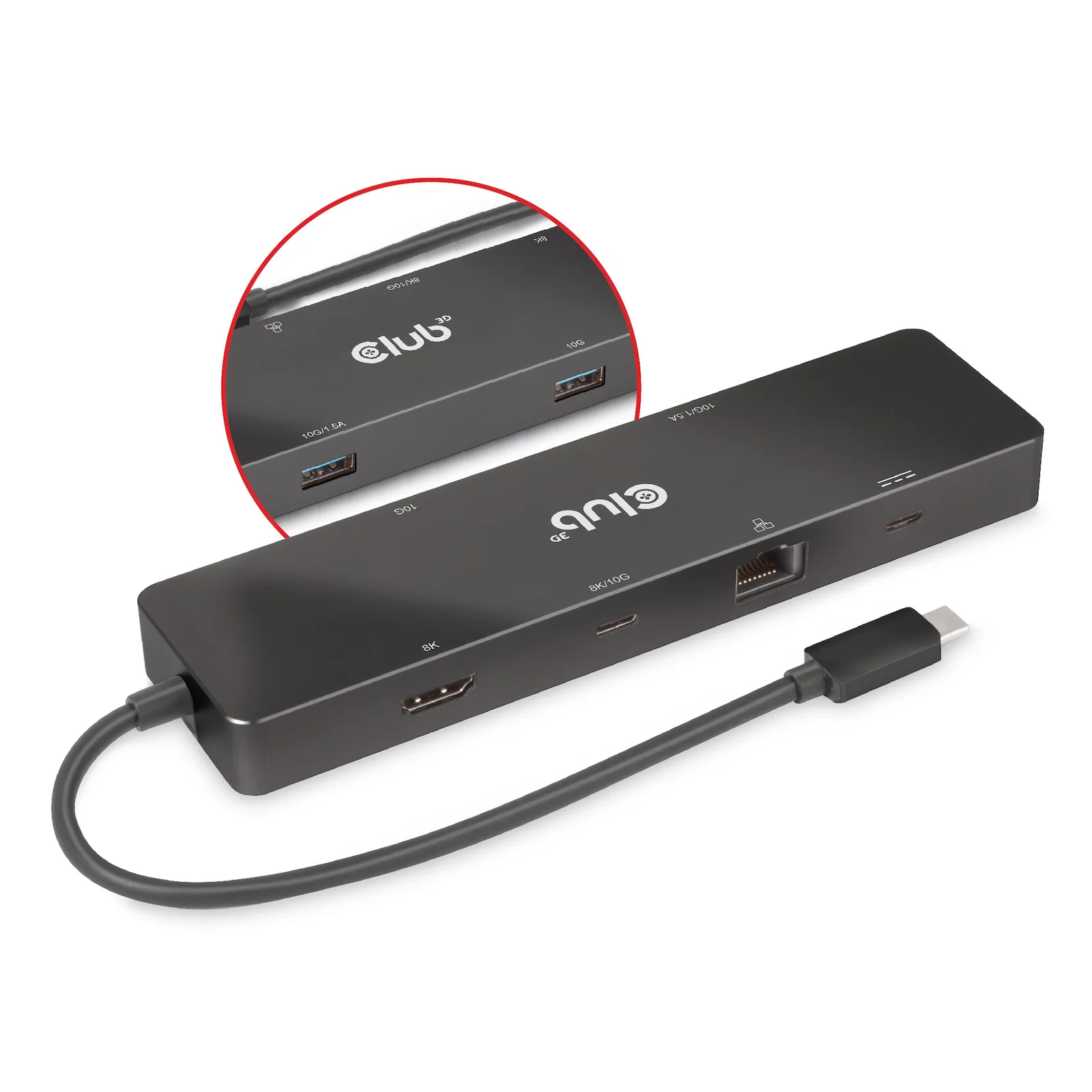 CLUB3D CSV-1584 station d'accueil Avec fil USB 3.2 Gen 2 (3.1 Gen 2) Type-C Noir