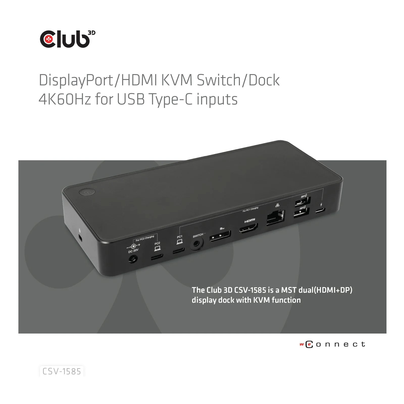 CLUB3D CSV-1585 commutateur écran, clavier et souris Noir