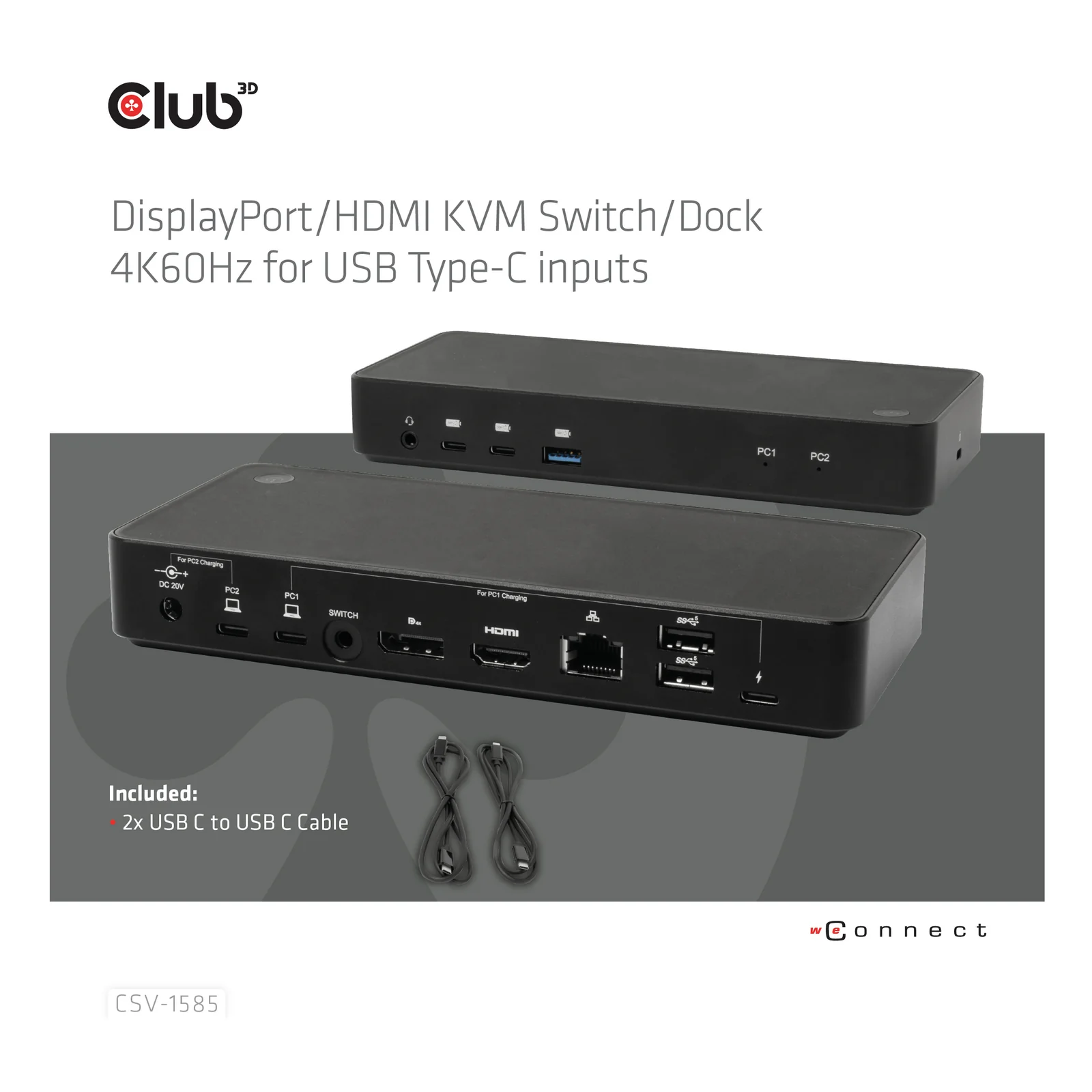 CLUB3D CSV-1585 commutateur écran, clavier et souris Noir