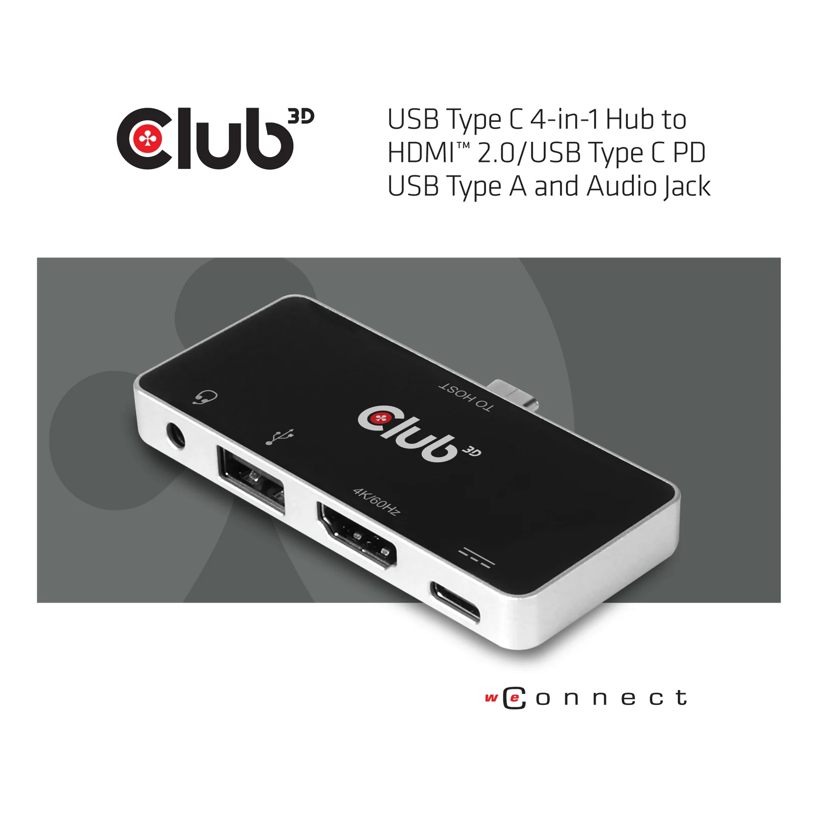 CLUB3D CSV-1591 station d'accueil USB 3.2 Gen 1 (3.1 Gen 1) Type-C Noir, Chrome