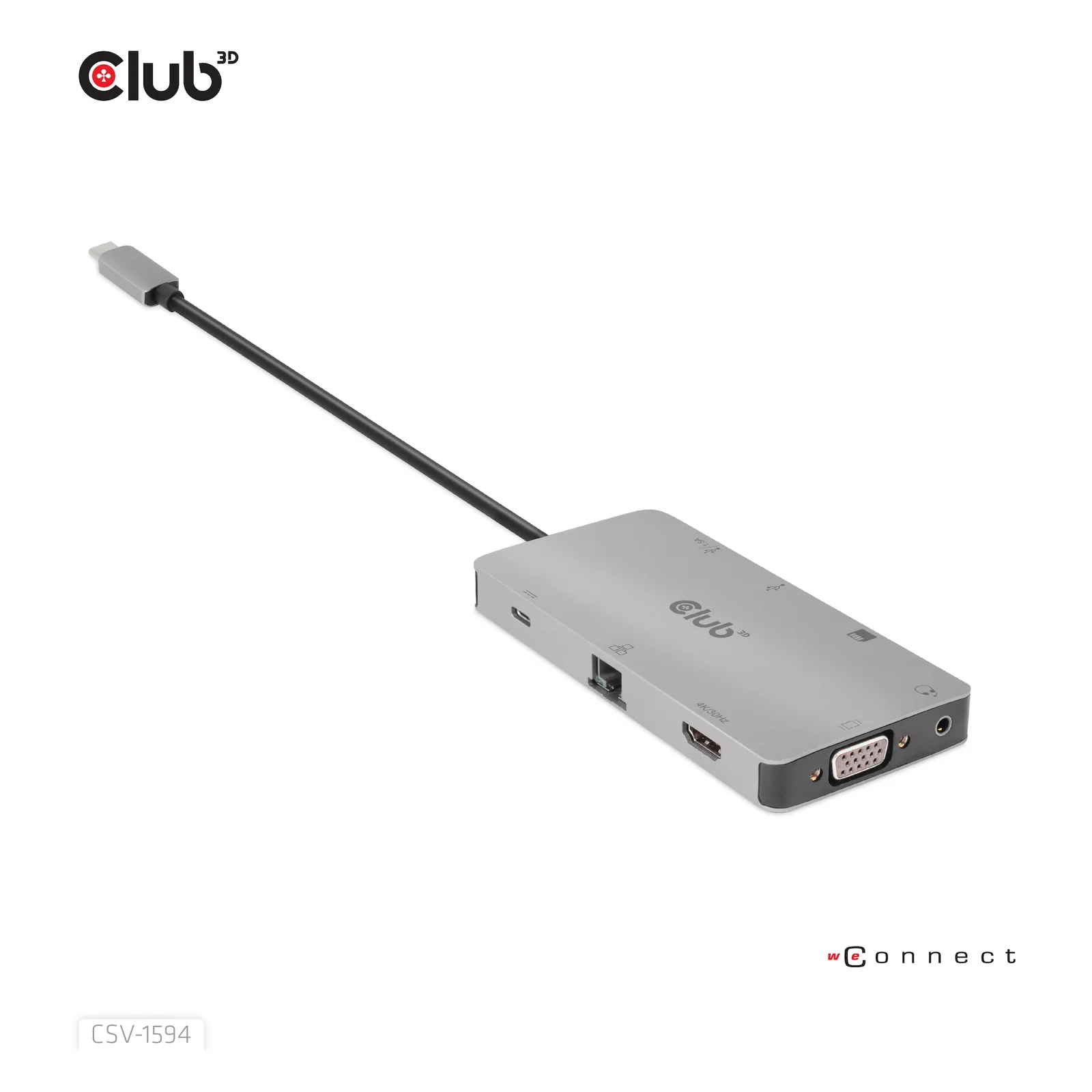 CLUB3D CSV-1594 station d'accueil USB 3.2 Gen 1 (3.1 Gen 1) Type-C Noir, Gris