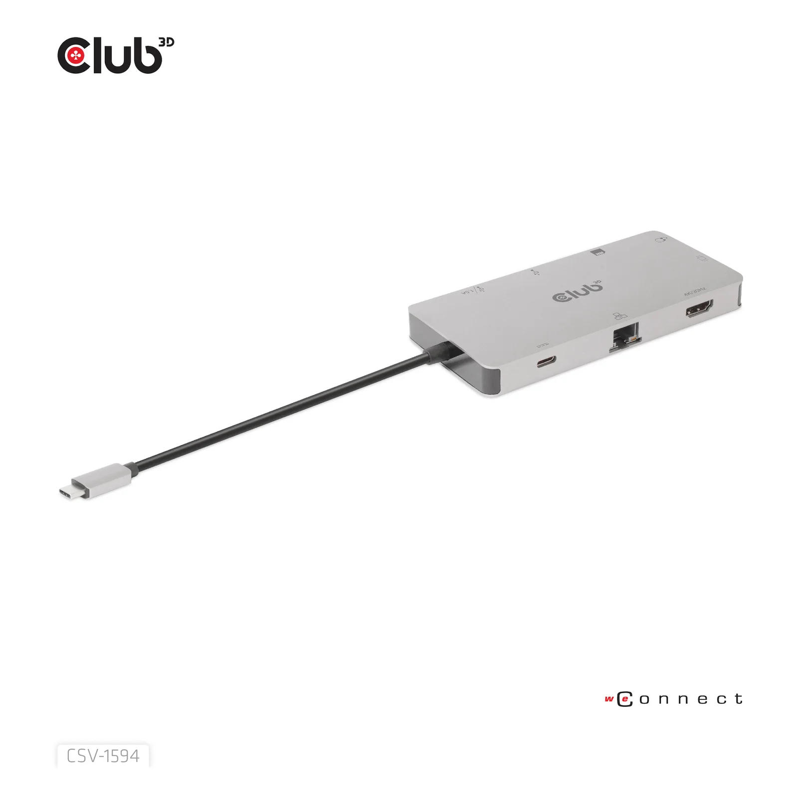CLUB3D CSV-1594 station d'accueil USB 3.2 Gen 1 (3.1 Gen 1) Type-C Noir, Gris