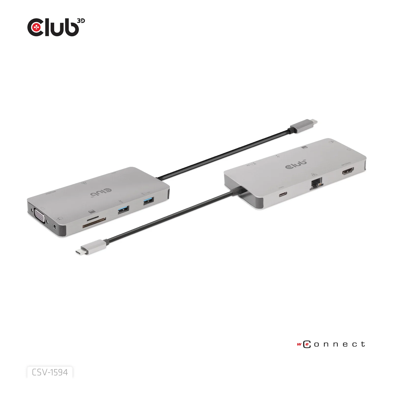 CLUB3D CSV-1594 station d'accueil USB 3.2 Gen 1 (3.1 Gen 1) Type-C Noir, Gris