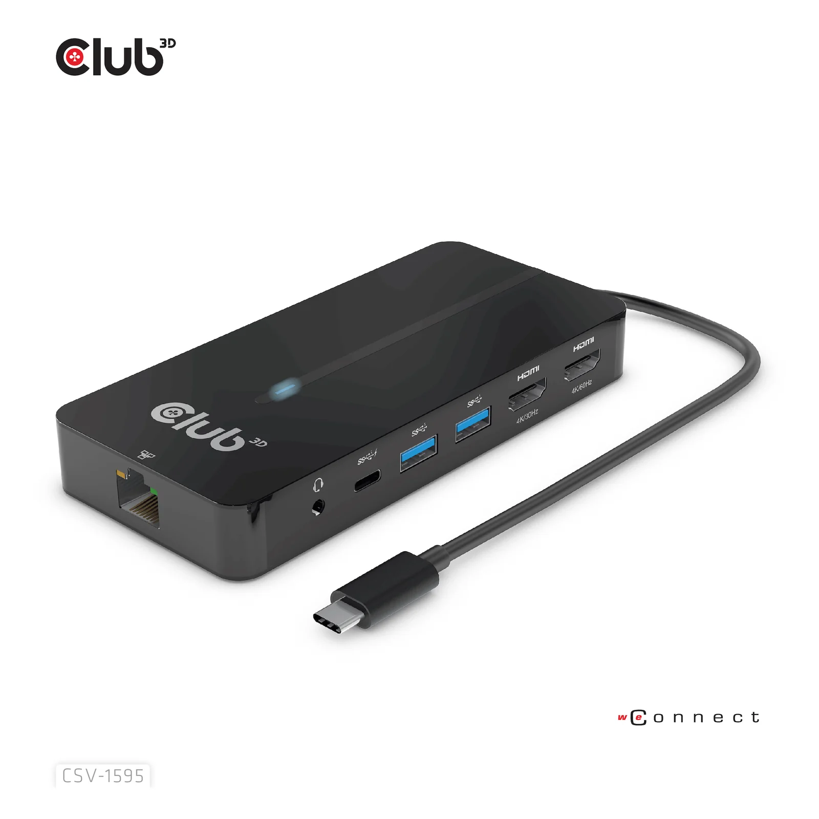 CLUB3D CSV-1595 station d'accueil USB 3.2 Gen 1 (3.1 Gen 1) Type-C Noir
