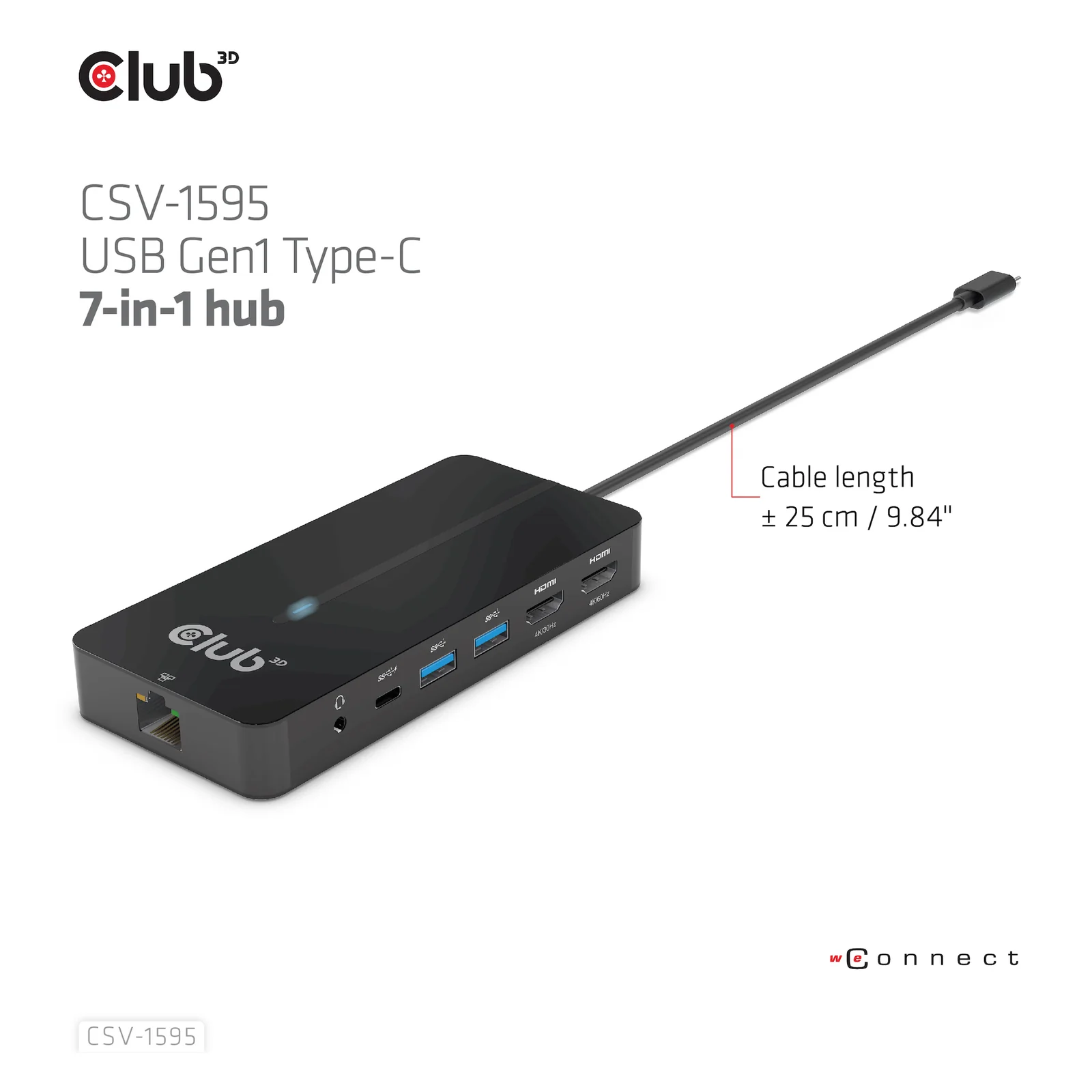 CLUB3D CSV-1595 station d'accueil USB 3.2 Gen 1 (3.1 Gen 1) Type-C Noir