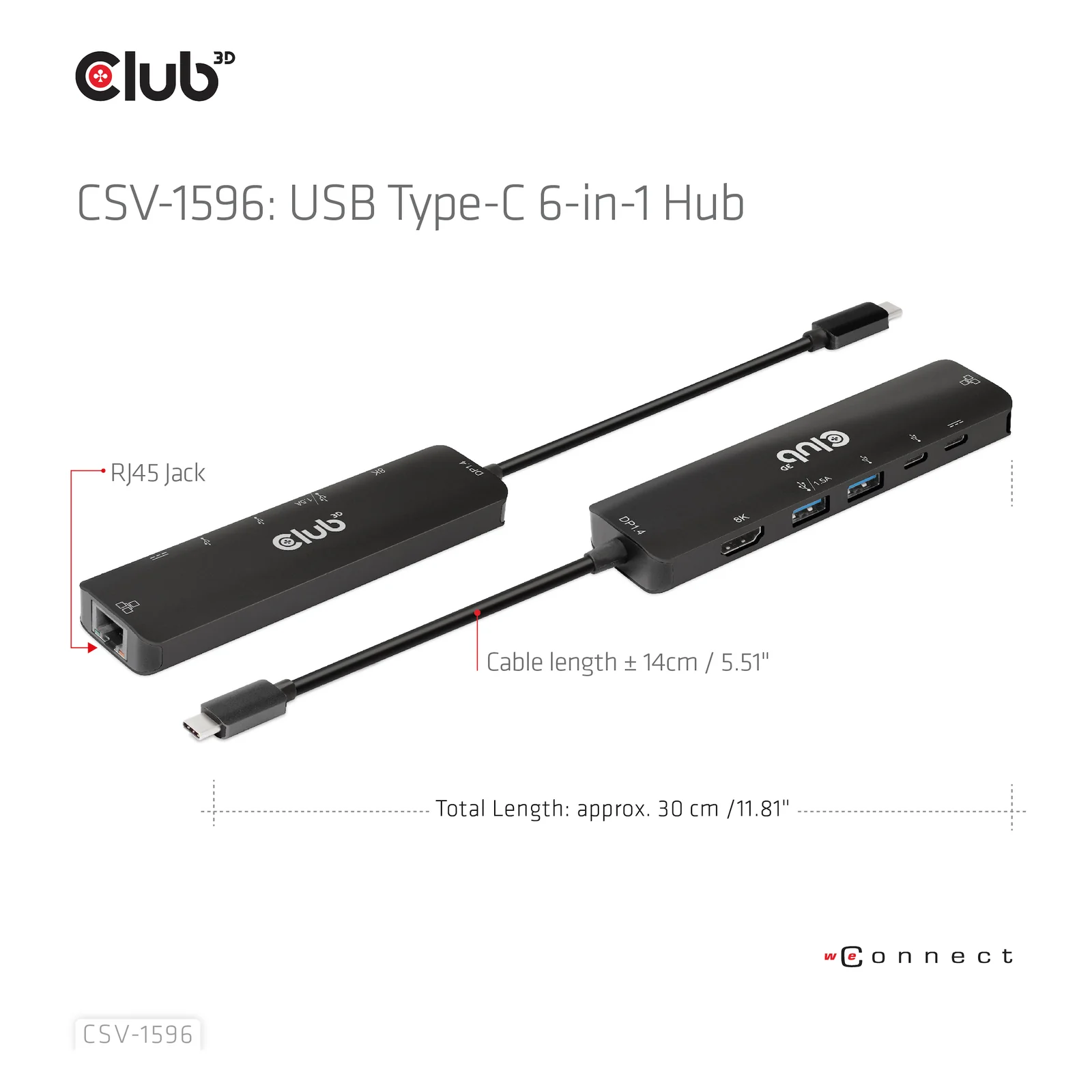 CLUB3D CSV-1596 station d'accueil USB 3.2 Gen 1 (3.1 Gen 1) Type-C Noir